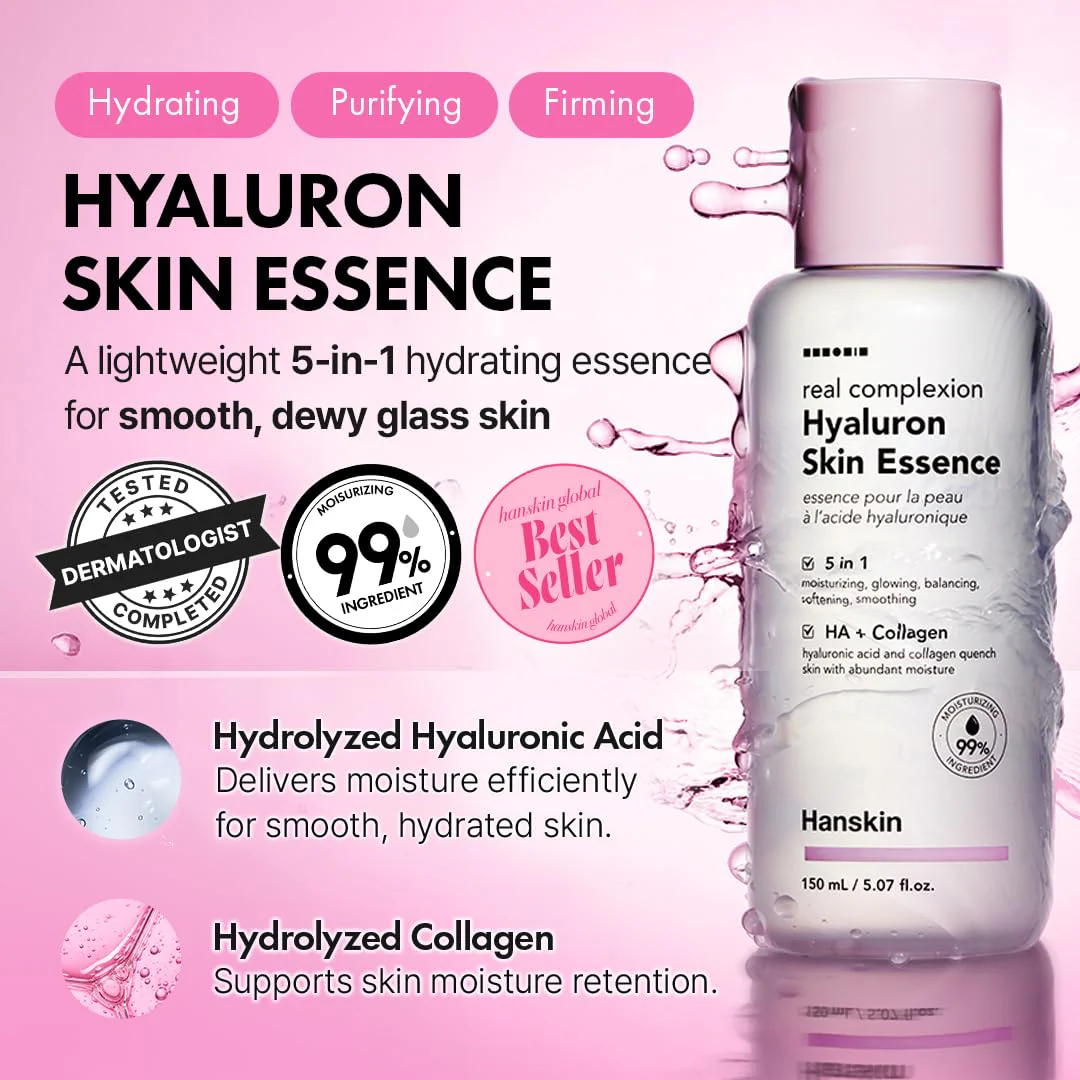 Hanskin Hyaluron Skin Essence Toner – Korean Hydrating Toner for Glass Skin | Hyaluronic Acid & Collagen | Lightweight Moisturizing Astringent for Dry, Sensitive & Dull Skin | K-Beauty (5.07 fl oz) - Image 9