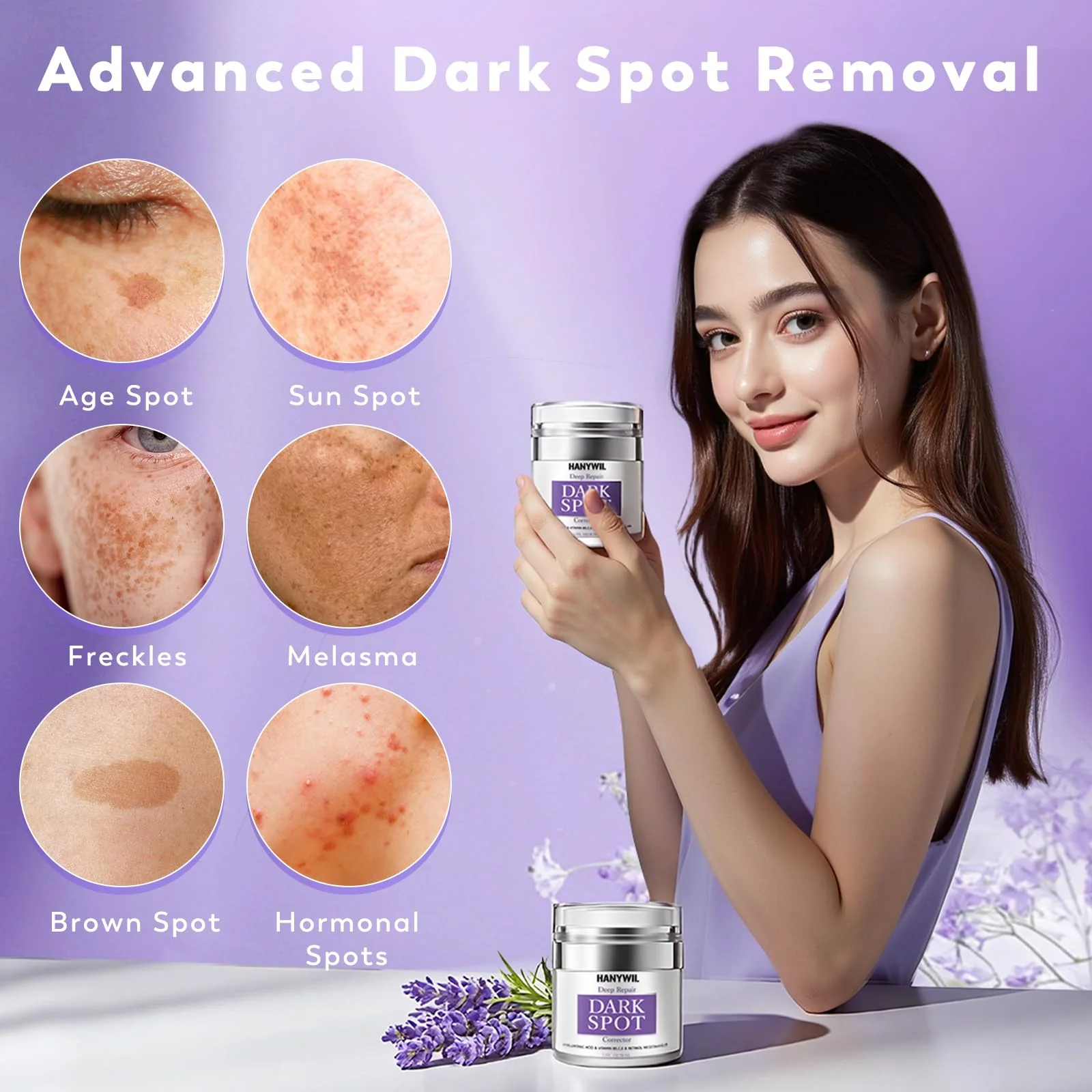 HANYWIL Dark Spot Remover for Face & Body, Remedy for Dark Spots with Natural Ingredients, Dark Spot Corrector Cream and Serum for Skin Care, Treats Freckles, Melasma, Sun Spots, Women & Men,1.7 Fl Oz - Image 8