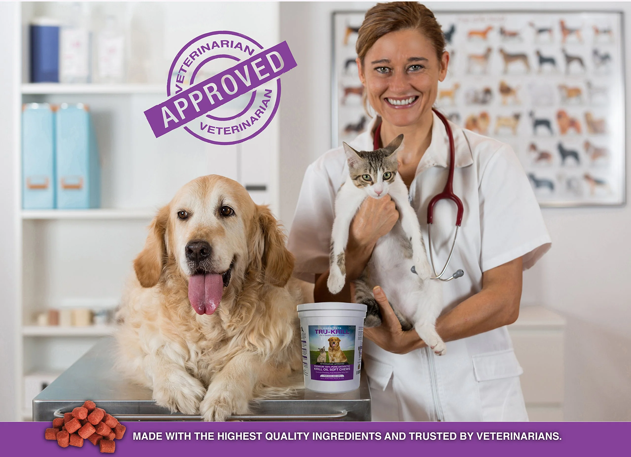 Hanzi Pets #1 Antarctic Krill Oil for Dogs Rich in Omega 3 Astaxanthin Vitamin E Skin and Coat Low Allergens Calories Certified Cgmp Made USA 60 Salty - Image 4