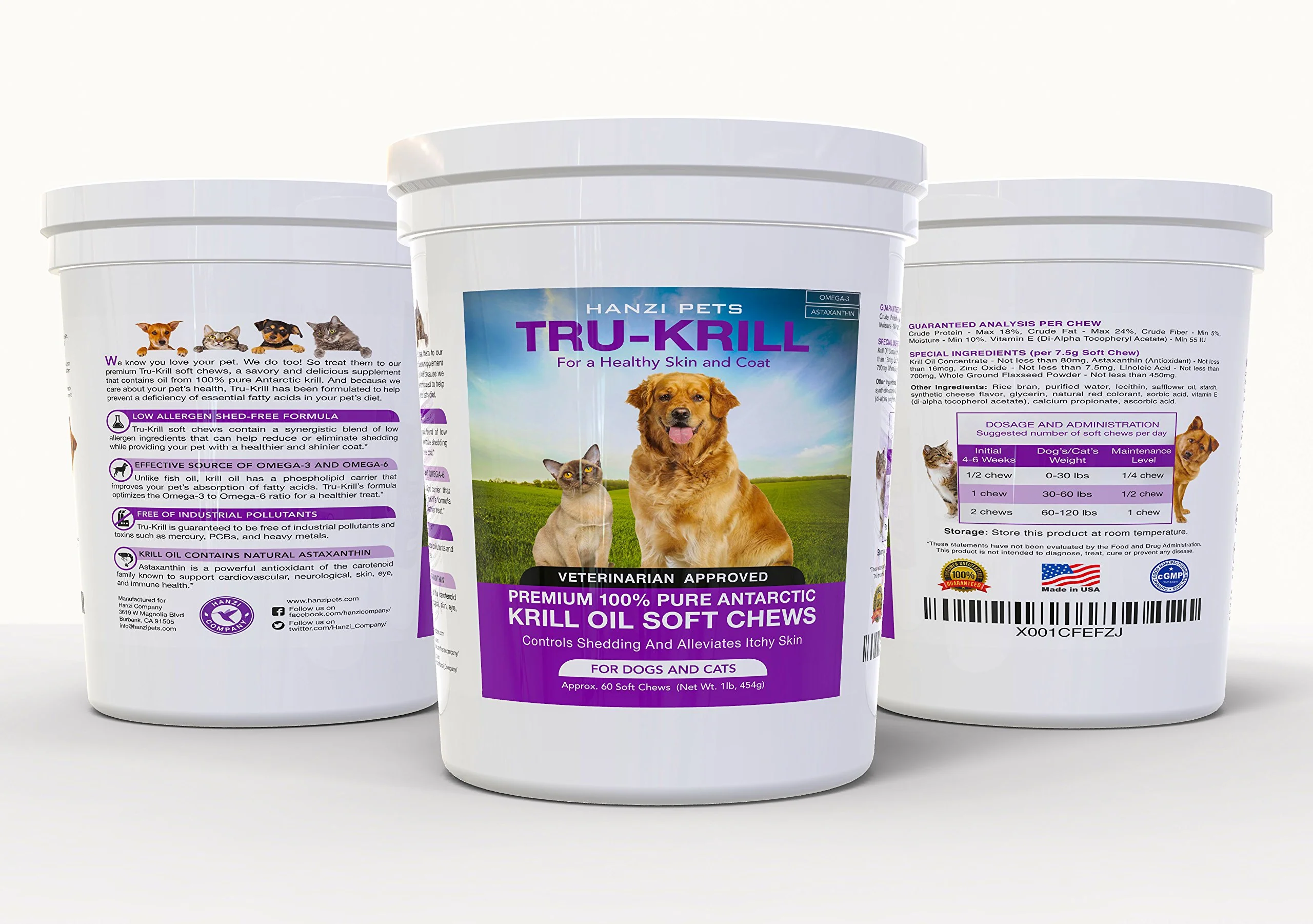 Hanzi Pets #1 Antarctic Krill Oil for Dogs Rich in Omega 3 Astaxanthin Vitamin E Skin and Coat Low Allergens Calories Certified Cgmp Made USA 60 Salty - Image 7