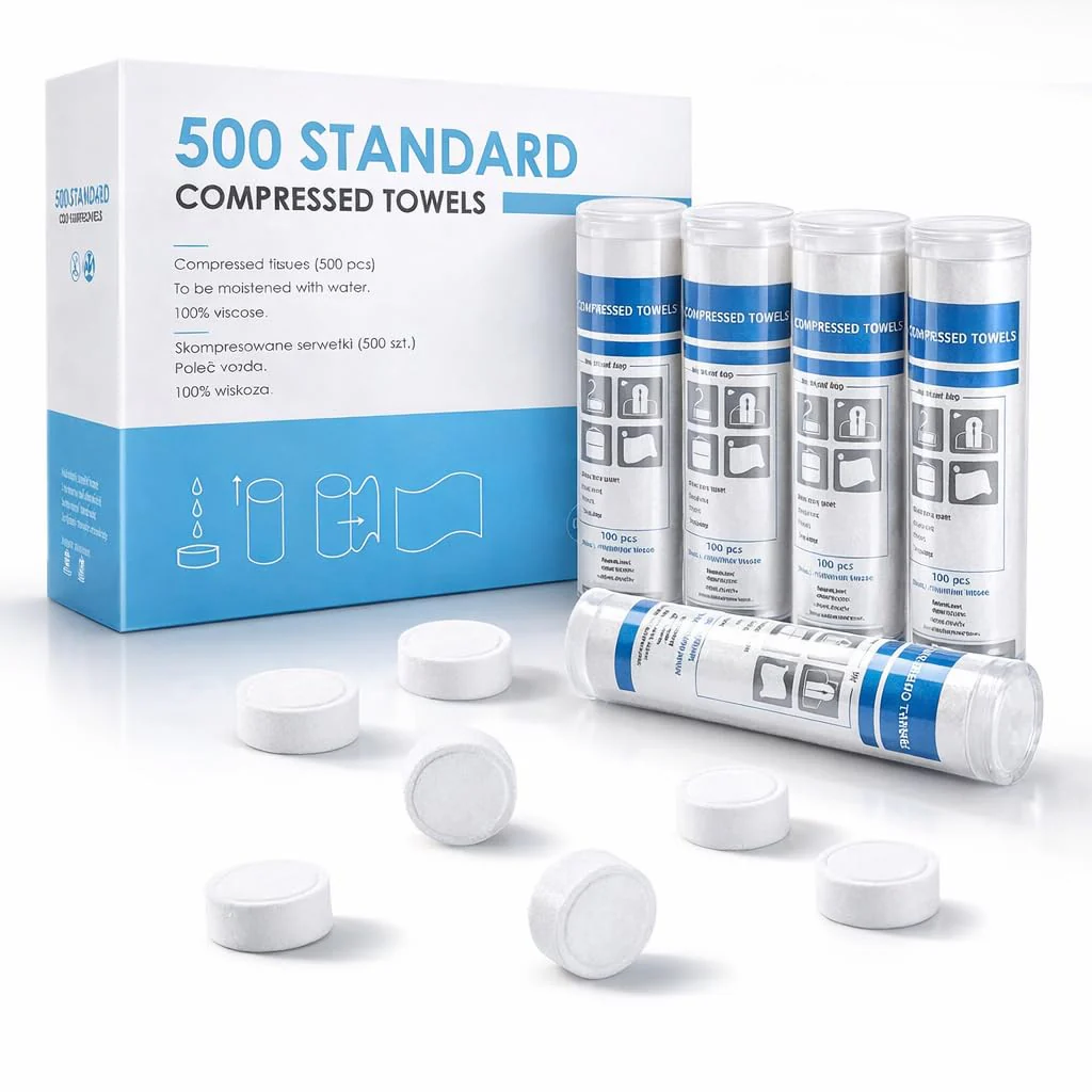 HAPPY CHEERS 500 Pieces Disposable Compressed Towels, Compact Travel Coin Tissue Soft Compress Tissues Pills for Outdoors Travel Camping and Beauty Salon