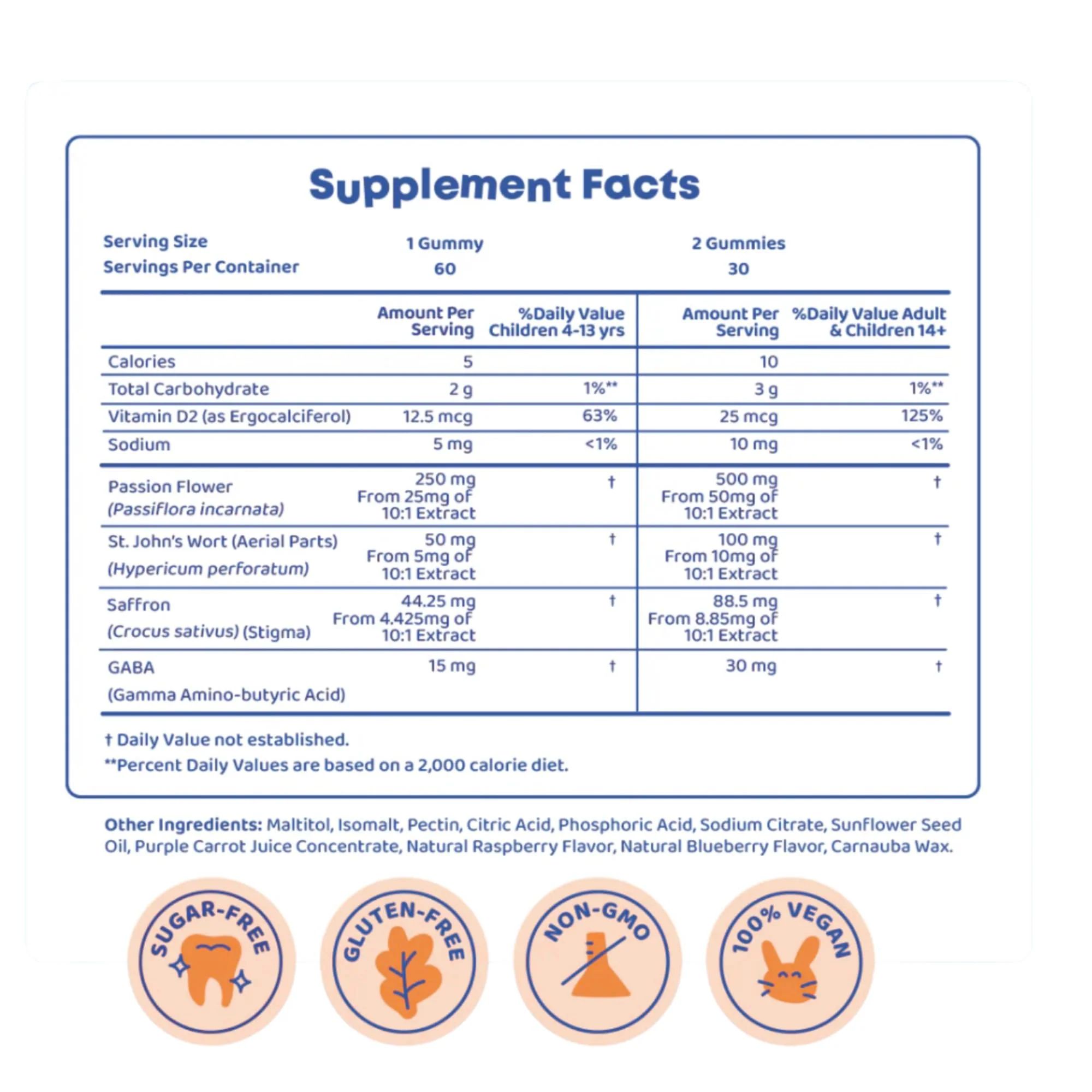 Happy Chews Saffron Gummies for Kids | Supports Mood, Calm & Focus | Saffron Extract, Passionflower, St. John’s Wort & GABA | Sugar-Free, Gluten-Free, Vegan, Non-GMO (60 Gummies) - Image 3