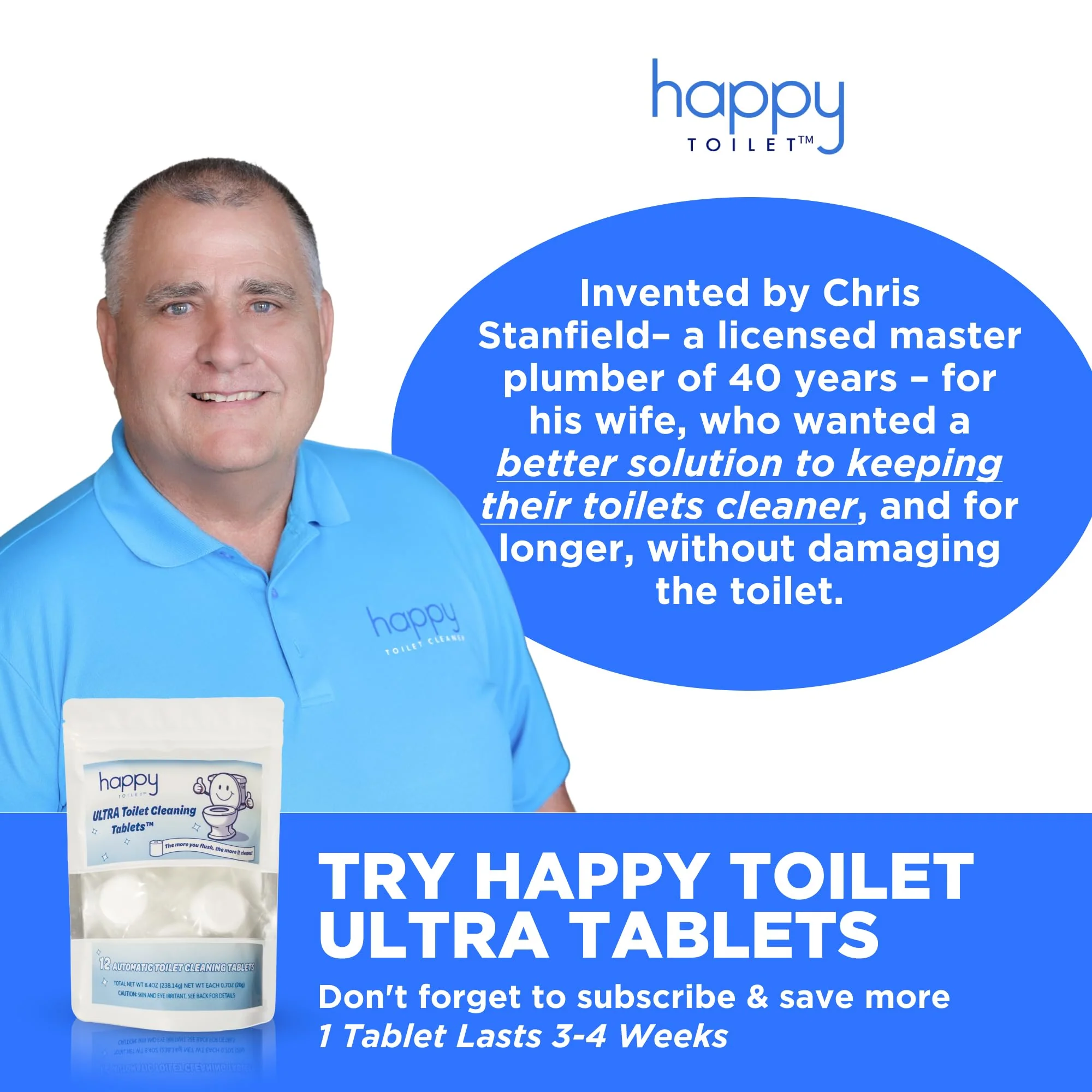 Happy Toilet Cleaner Deuce - Compatible w Kohler Toilets & Canister Flushing Systems - Automatic Toilet Bowl Cleaner - Easy to Install Toilet Tablet Holder, Self-Cleaning Toilet System - Image 2