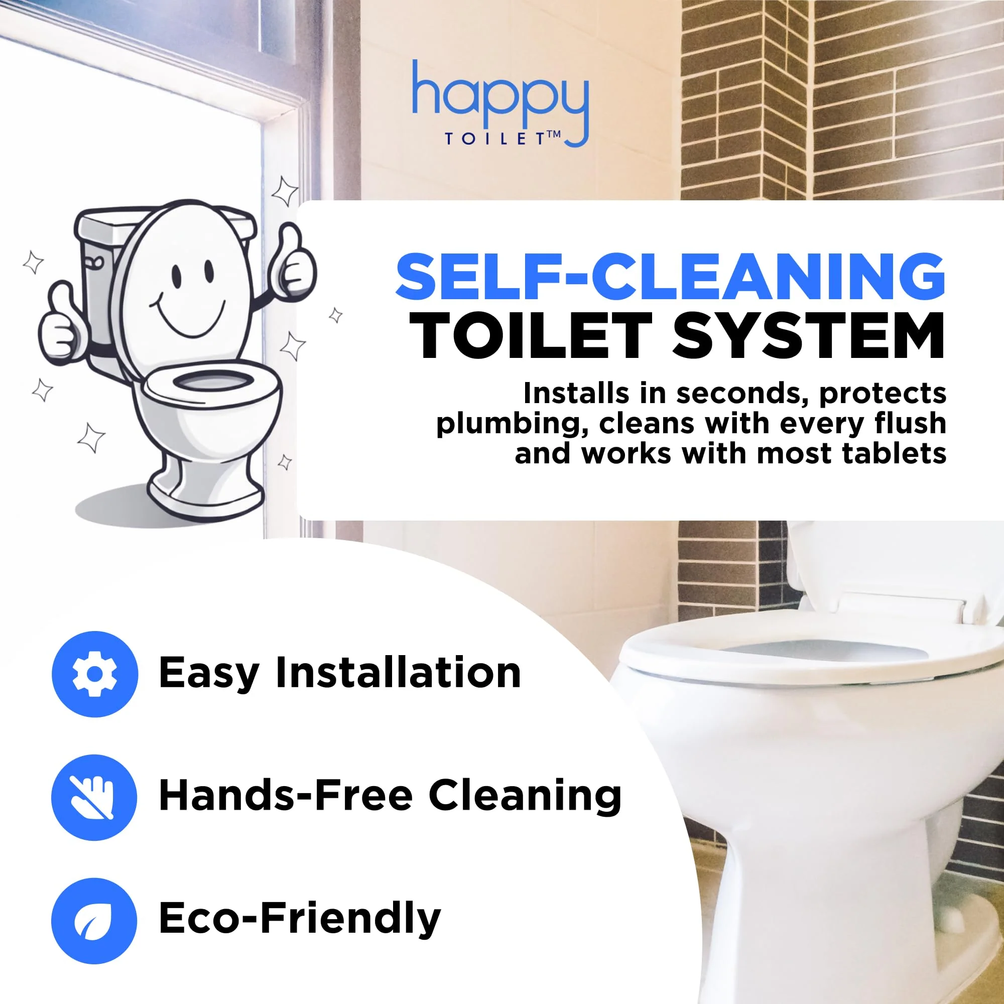 Happy Toilet Cleaner Deuce - Compatible w Kohler Toilets & Canister Flushing Systems - Automatic Toilet Bowl Cleaner - Easy to Install Toilet Tablet Holder, Self-Cleaning Toilet System - Image 6