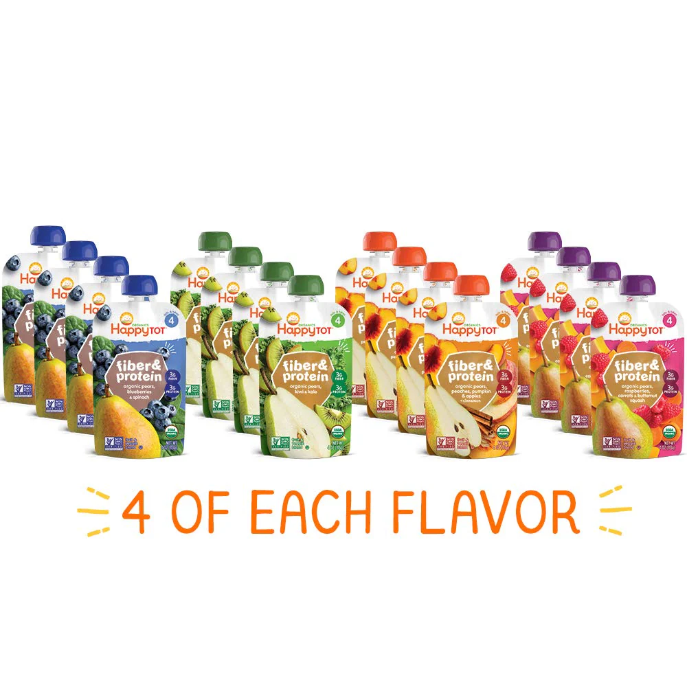 Happy Tot Organics Stage 4 Baby Food Pouches, Gluten Free, Vegan Snack, Fiber & Protein Fruit & Veggie Puree, Fruit & Veggie Variety Pack, 4 Ounce (Pack of 16) - Image 7