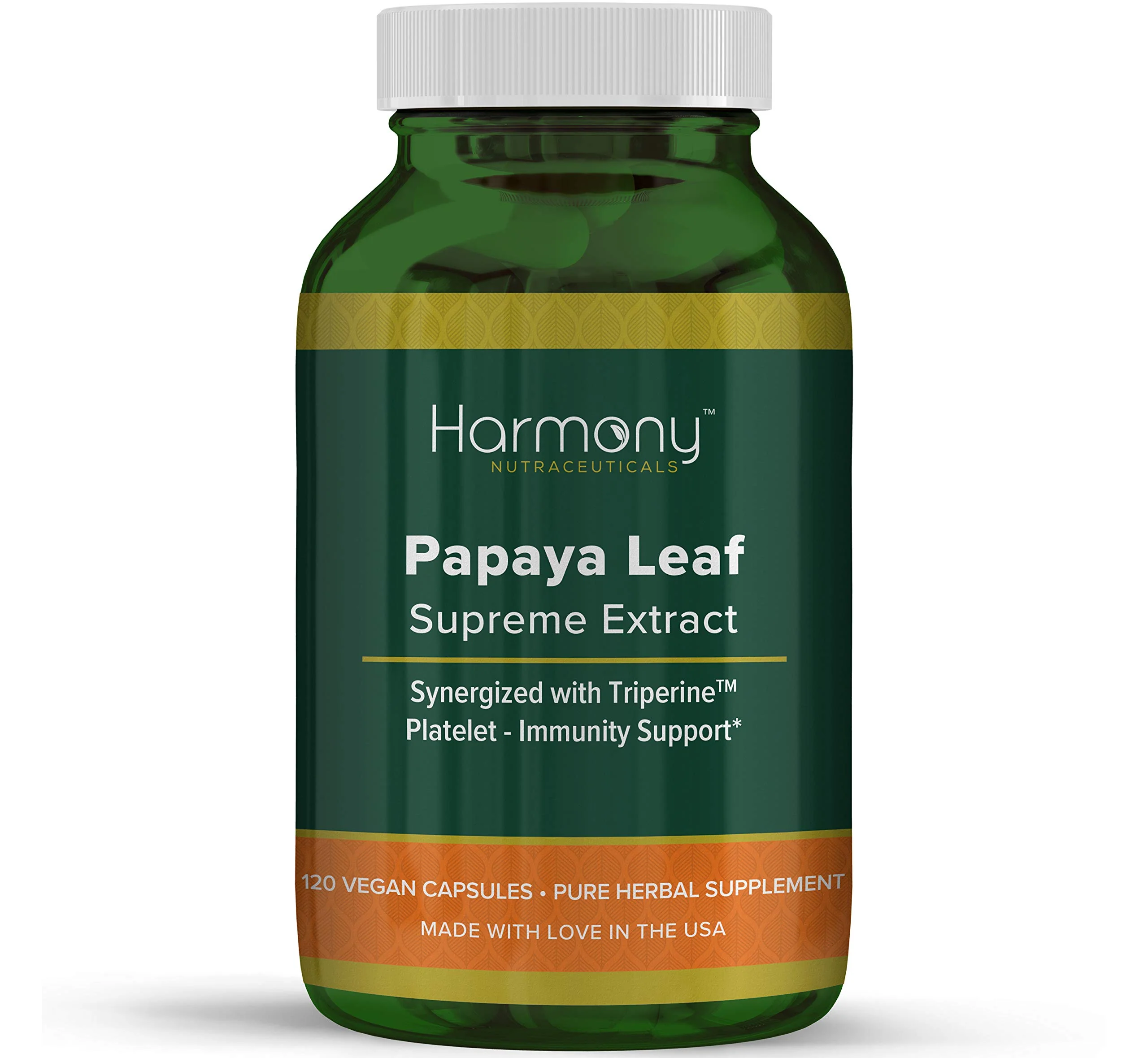 Harmony Nutraceuticals Papaya Leaf Supreme Extract Highest Potency Maximum Bioactivity Organic Dr. Gumman's Clinical Grade 120 Vegan Capsules Synergized with Triperine - Image 2
