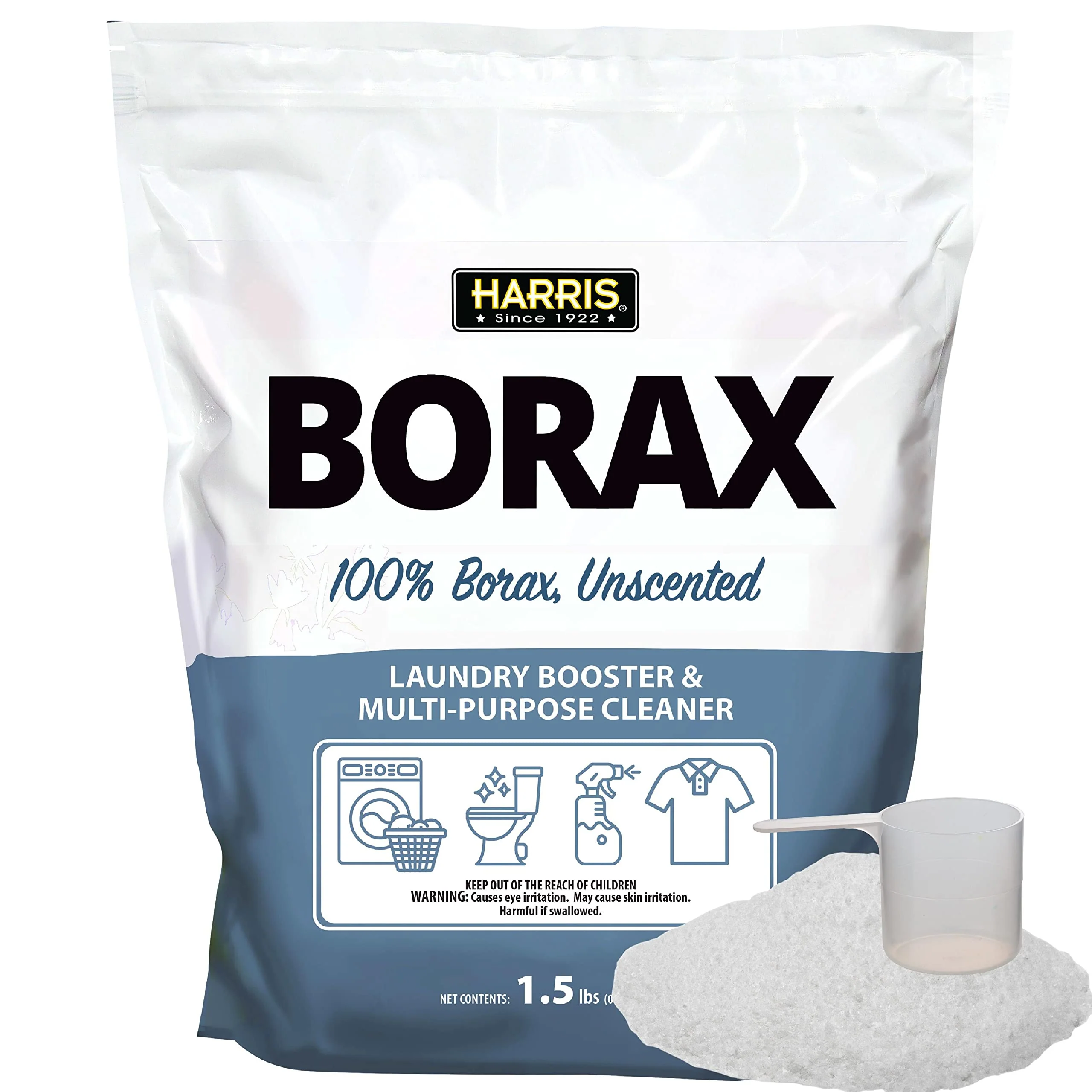 Harris Borax Powder Hard Water Laundry Booster and Powerful Multi-Purpose Cleaner, 1.5lb (Unscented) - Image 2