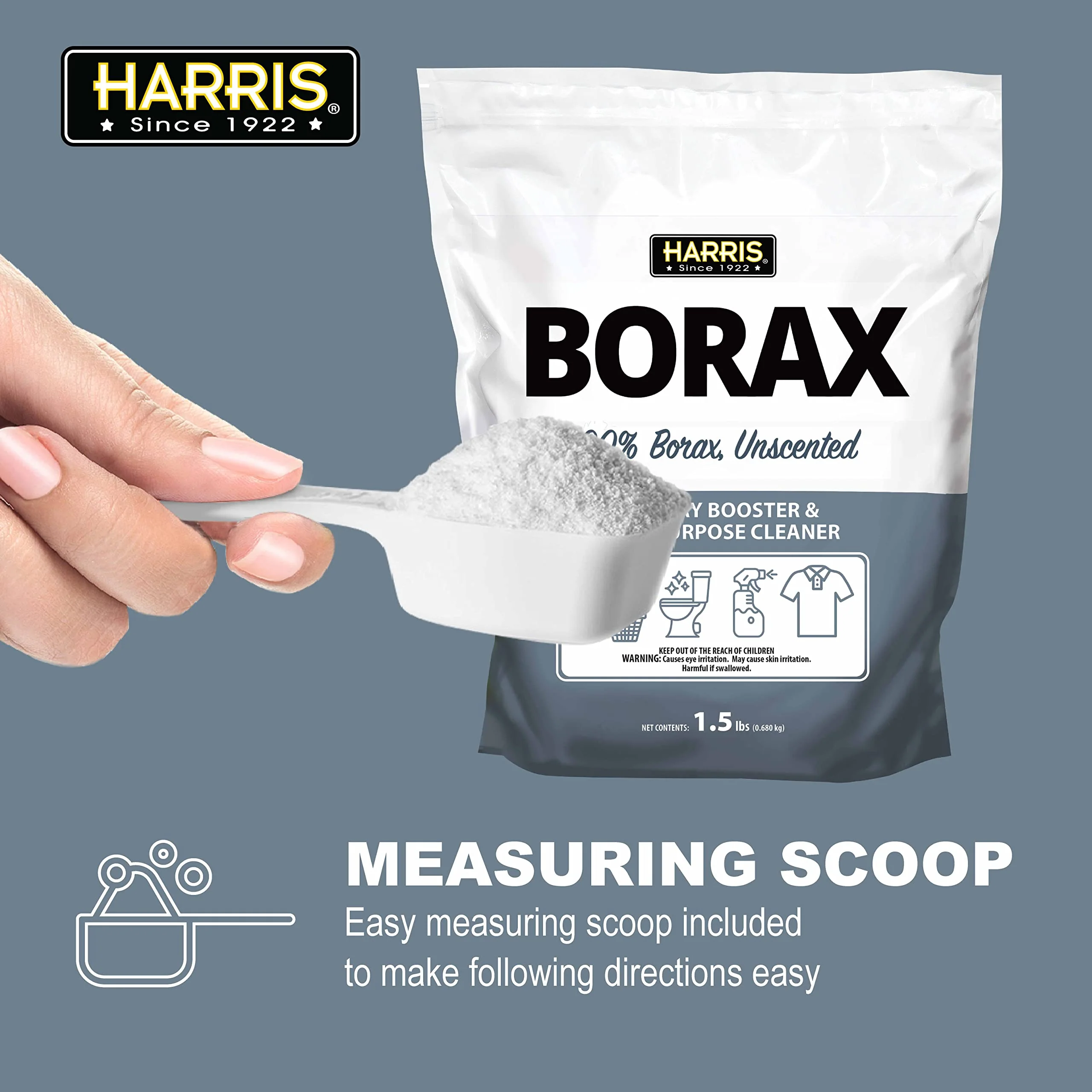 Harris Borax Powder Hard Water Laundry Booster and Powerful Multi-Purpose Cleaner, 1.5lb (Unscented) - Image 6
