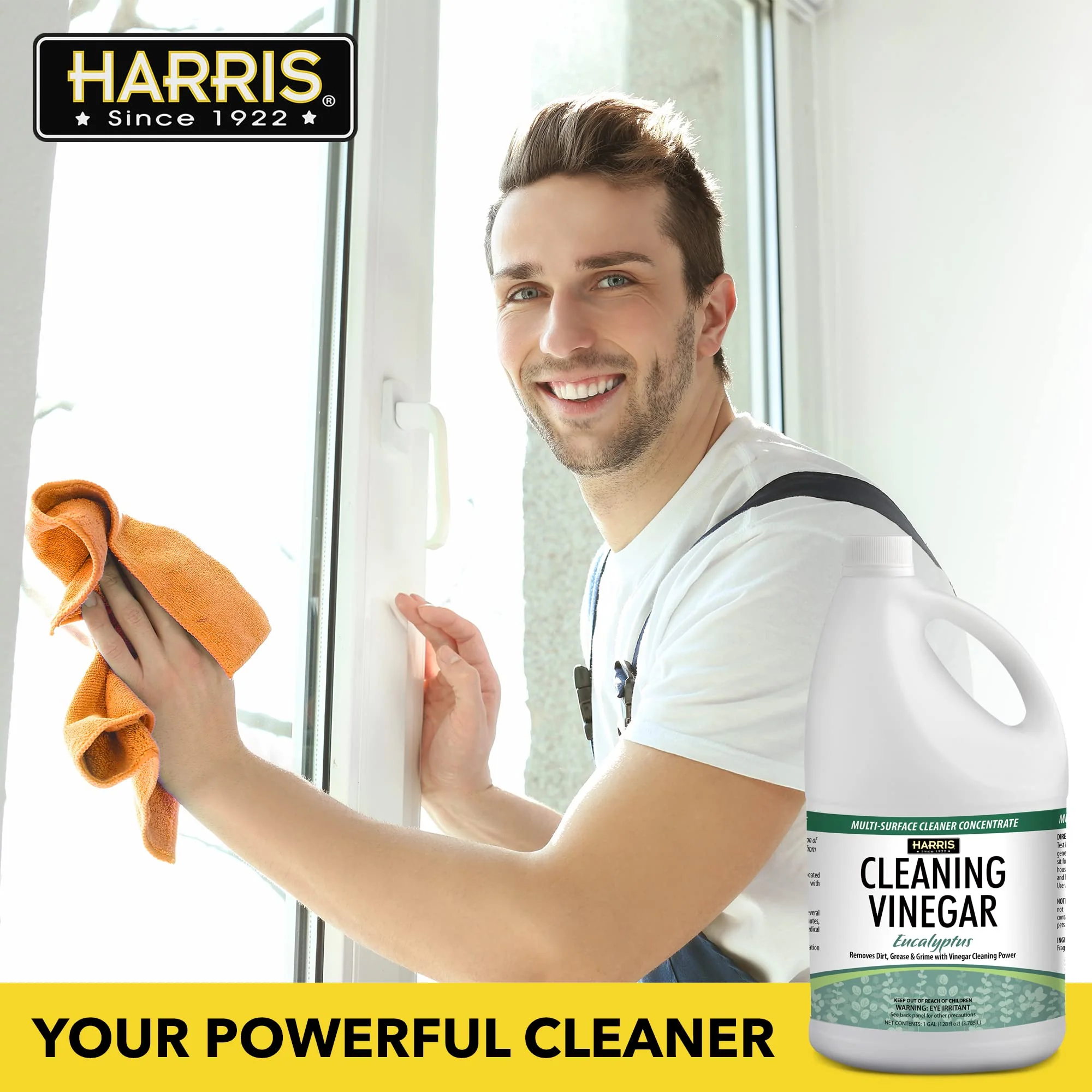 HARRIS Cleaning Vinegar All Purpose Household Surface Cleaner, 128oz (Eucalyptus) with Easy Pour Funnel Included - Image 3