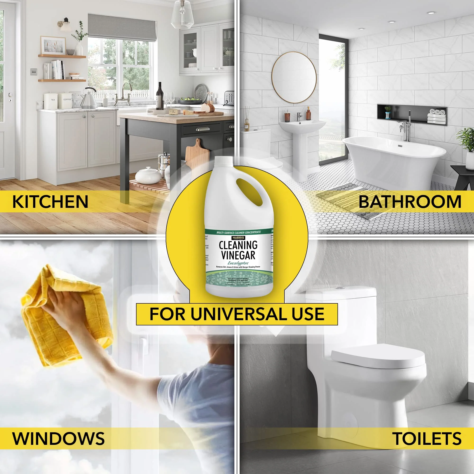 HARRIS Cleaning Vinegar All Purpose Household Surface Cleaner, 128oz (Eucalyptus) with Easy Pour Funnel Included - Image 4