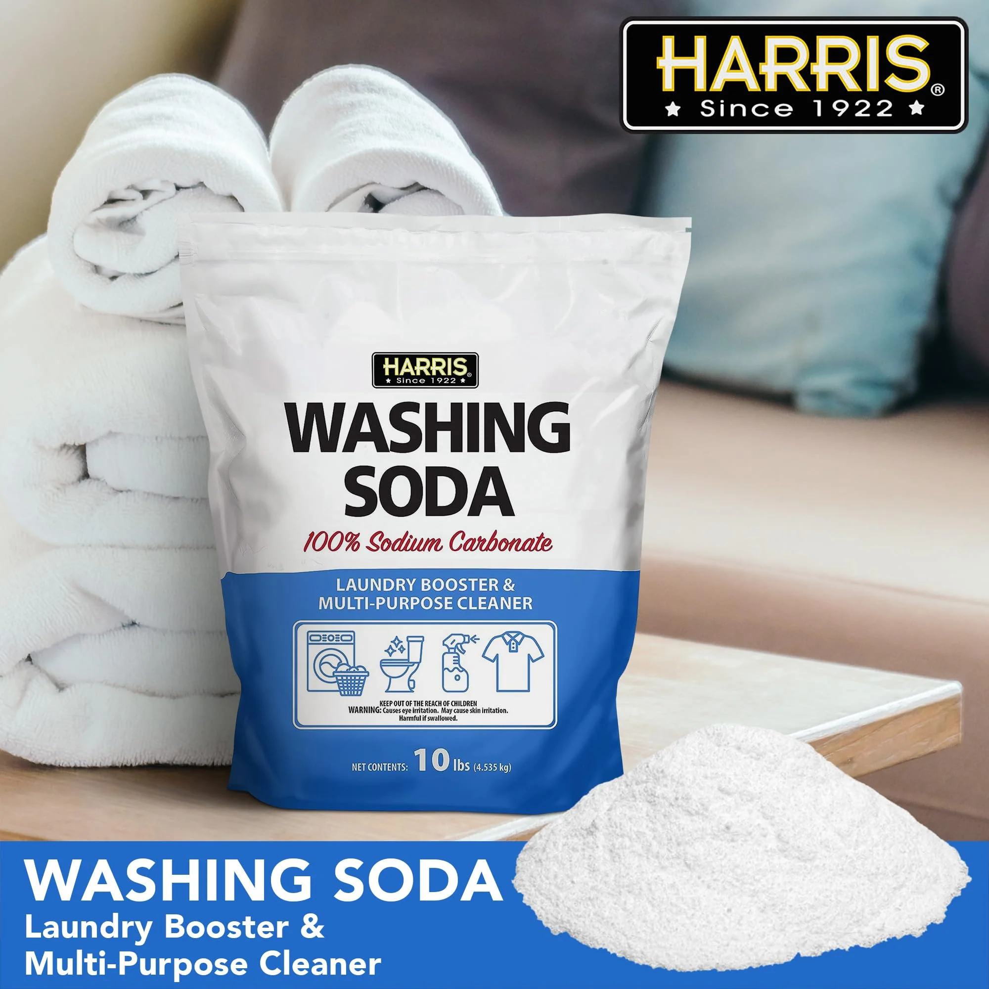Harris Washing Soda, Sodium Carbonate, Laundry Booster and Multipurpose Cleaner, No Additives or Fragrances, 10lb - Image 7
