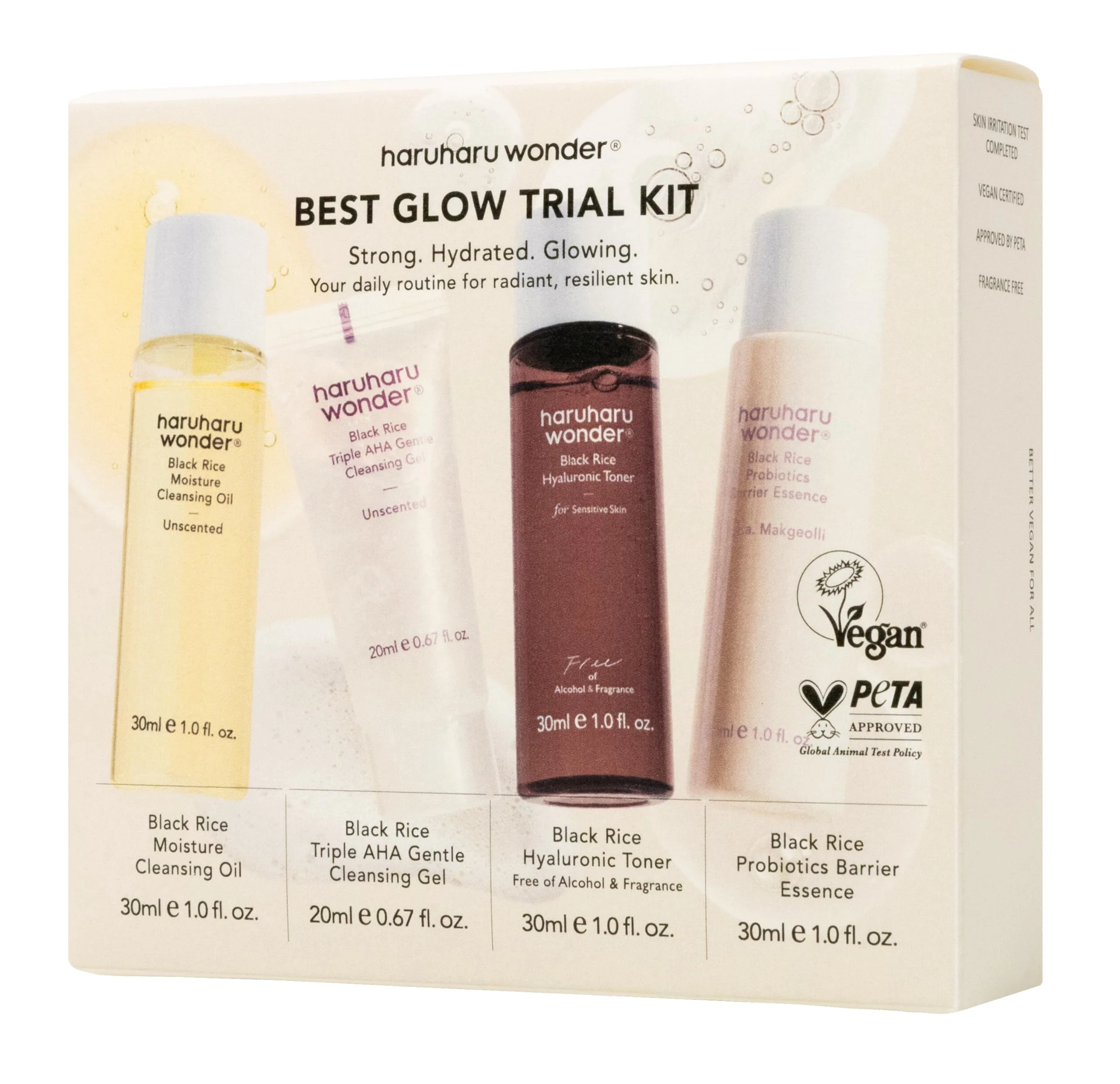 haruharu Wonder Best Glow Trial Kit, Strong, Hydrated, Glowing, Daily Routine, Mini Size, Double Cleansing, Toner, Barrier Essence