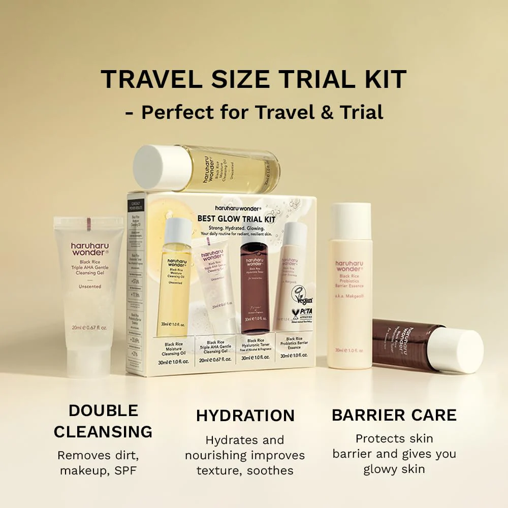 haruharu Wonder Best Glow Trial Kit, Strong, Hydrated, Glowing, Daily Routine, Mini Size, Double Cleansing, Toner, Barrier Essence - Image 7