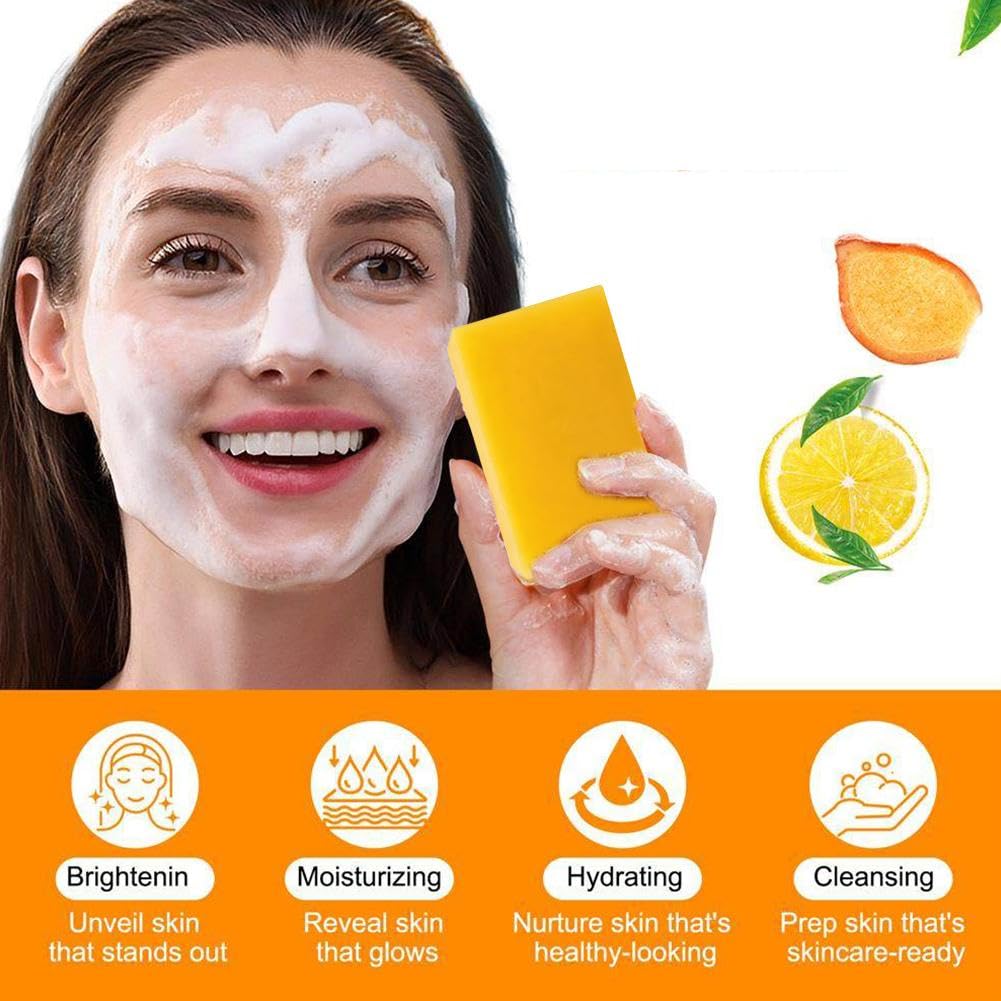 hatatit Stem & Soul Soap Bar – Turmeric Lemon Cleansing Soap for Face Body, Support Nourishes Clarifies Help Cleaning Facial And Body Skin,Suitable Dry And Oily Skin - Image 2