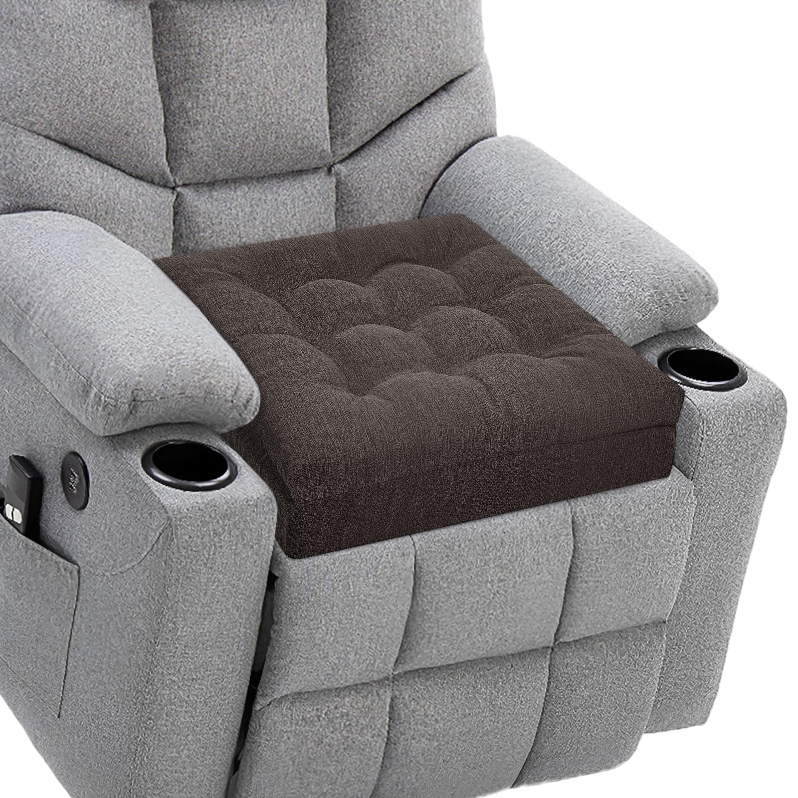 HAVARGO Recliner Cushions for Elderly, 20x20x5 Inch Thick Chair Cushion Patent Design Soft Tufted Dual Layer Booster Seat Cushions for Seniors Recliner Risers Taupe 1P - Image 2