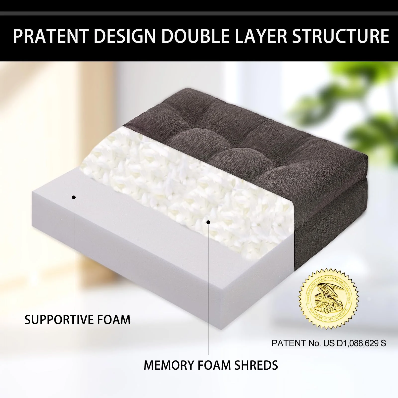 HAVARGO Recliner Cushions for Elderly, 20x20x5 Inch Thick Chair Cushion Patent Design Soft Tufted Dual Layer Booster Seat Cushions for Seniors Recliner Risers Taupe 1P - Image 4