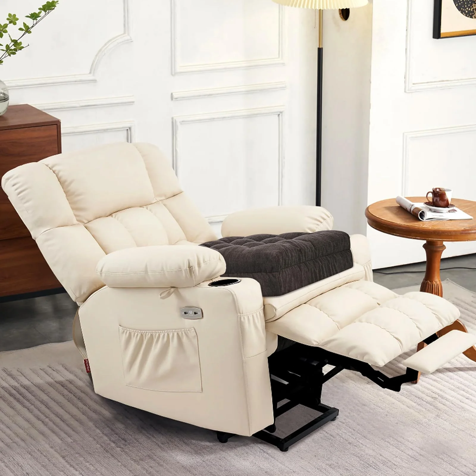 HAVARGO Recliner Cushions for Elderly, 20x20x5 Inch Thick Chair Cushion Patent Design Soft Tufted Dual Layer Booster Seat Cushions for Seniors Recliner Risers Taupe 1P - Image 8