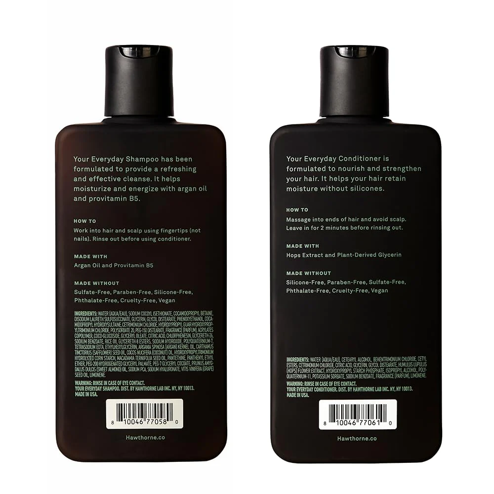 Hawthorne Men's Everyday Shampoo and Conditioner Set. Sulfate Free Shampoo and Conditioner with Pure Avocado Oil and Coconut Oil For Stronger, Healthier Hair. Mint and Eucalyptus Scent. 8 fl. oz each. - Image 3