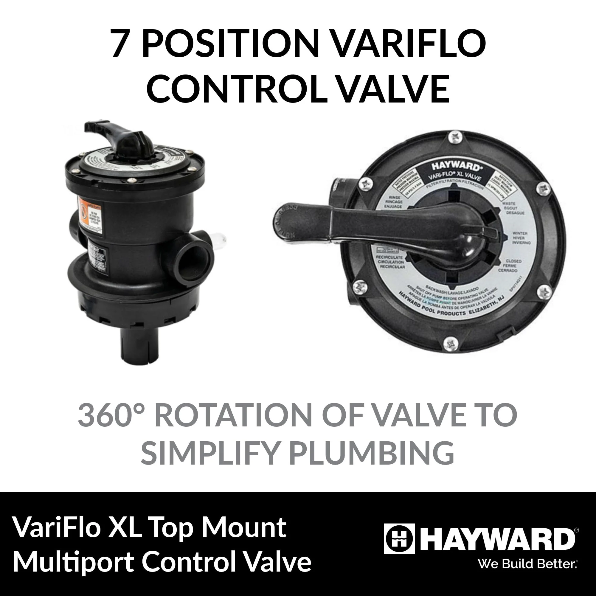 Hayward SP0714T VariFlo Top-Mount Multiport Valve, Black, 1-1/2-Inch-FIP - Image 4