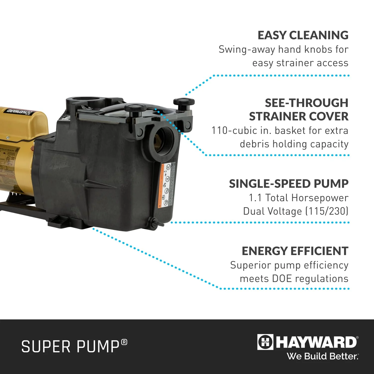 Hayward W3SP2607X10 Super Pump 1 HP Inground Pool Pump - Image 7
