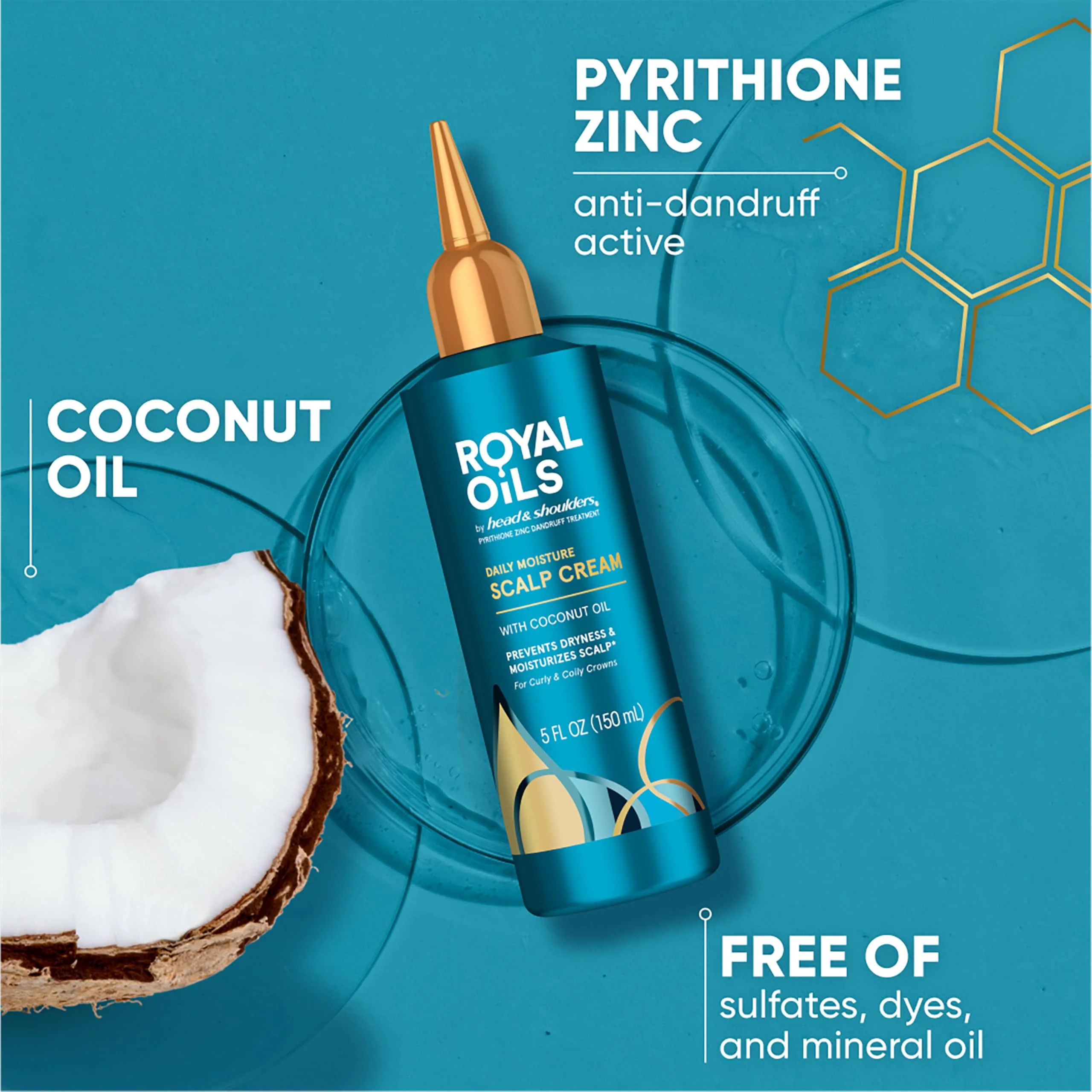 Head and Shoulders Scalp Cream Treatment, Daily Moisture, Anti Dandruff, Royal Oils Collection with Coconut Oil, Scalp Care for Natural and Curly Hair, 5.0 fl oz - Image 3