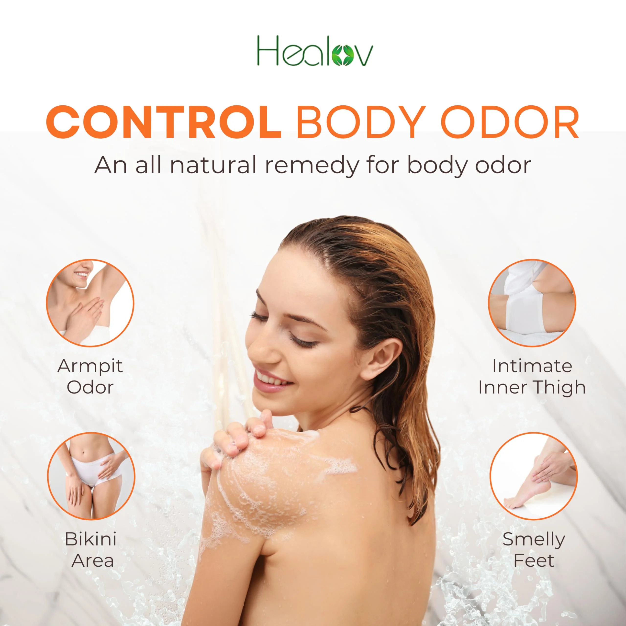 Healov Persimmon Body Wash for Body Odor Control – Purifying Deodorizing Soap for Eliminating Odor – Underarms, Intimate Inner Thigh, Bikini Area, Smelly Feet – Natural Deodorant Soap, Kids Safe - Image 7