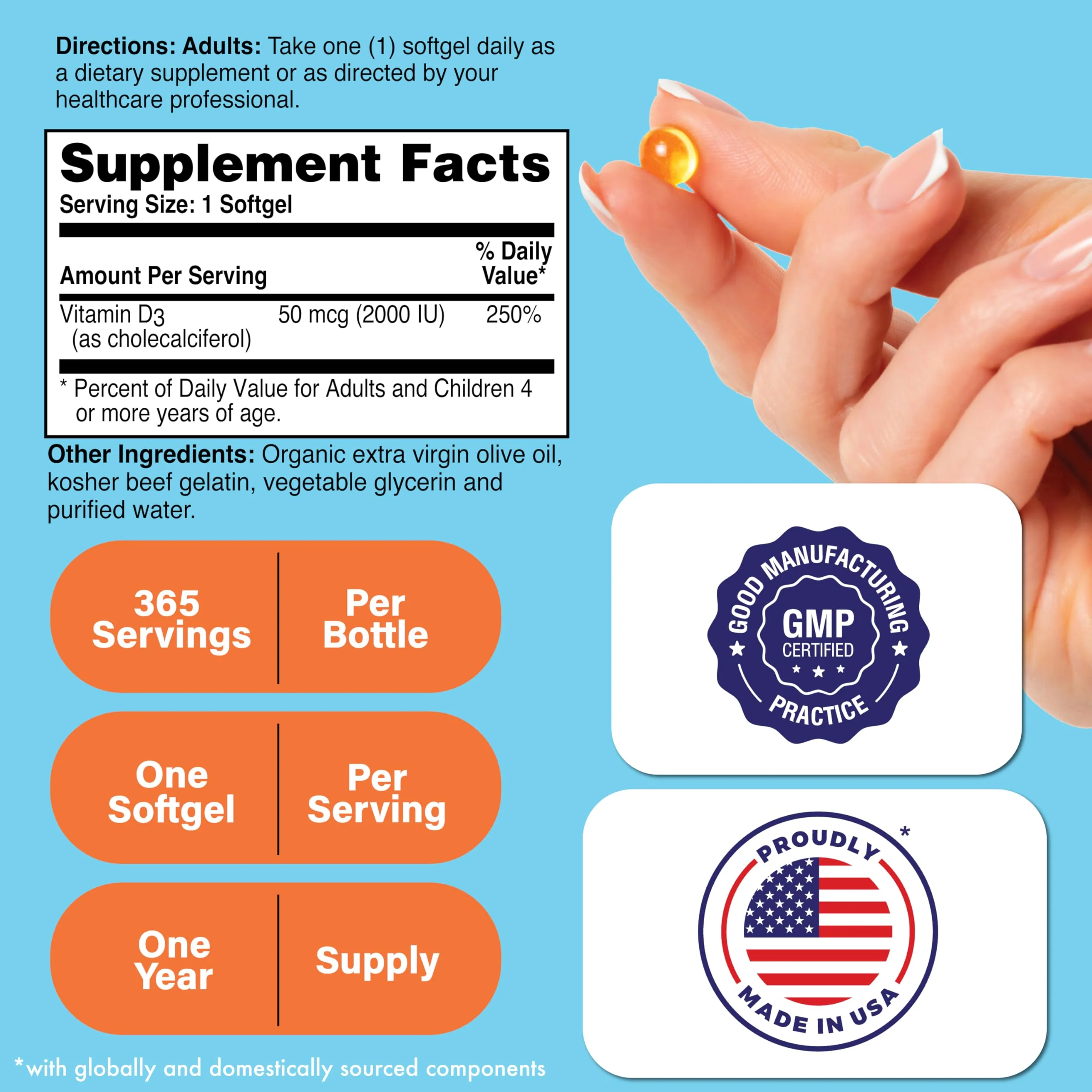 Health Thru Nutrition Vitamin D3 2000iu 365 Mini Softgels for Maximum Benefits | Year Supply | 50mcg Cholecalciferol | 3rd Party Tested | Non-GMO USP Grade in EVOO | Immune Health Support - Image 6
