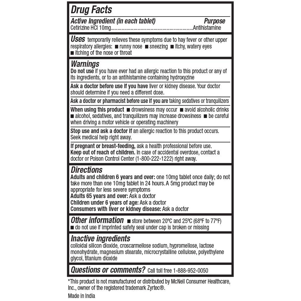 HealthA2Z® Allergy Relief | Cetirizine 10mg | All Day Allergy Relief | Indoor & Outdoor | Relief from Itchy Throat, Sneezing, Runny Noses (250 Count (Pack of 1)) - Image 4