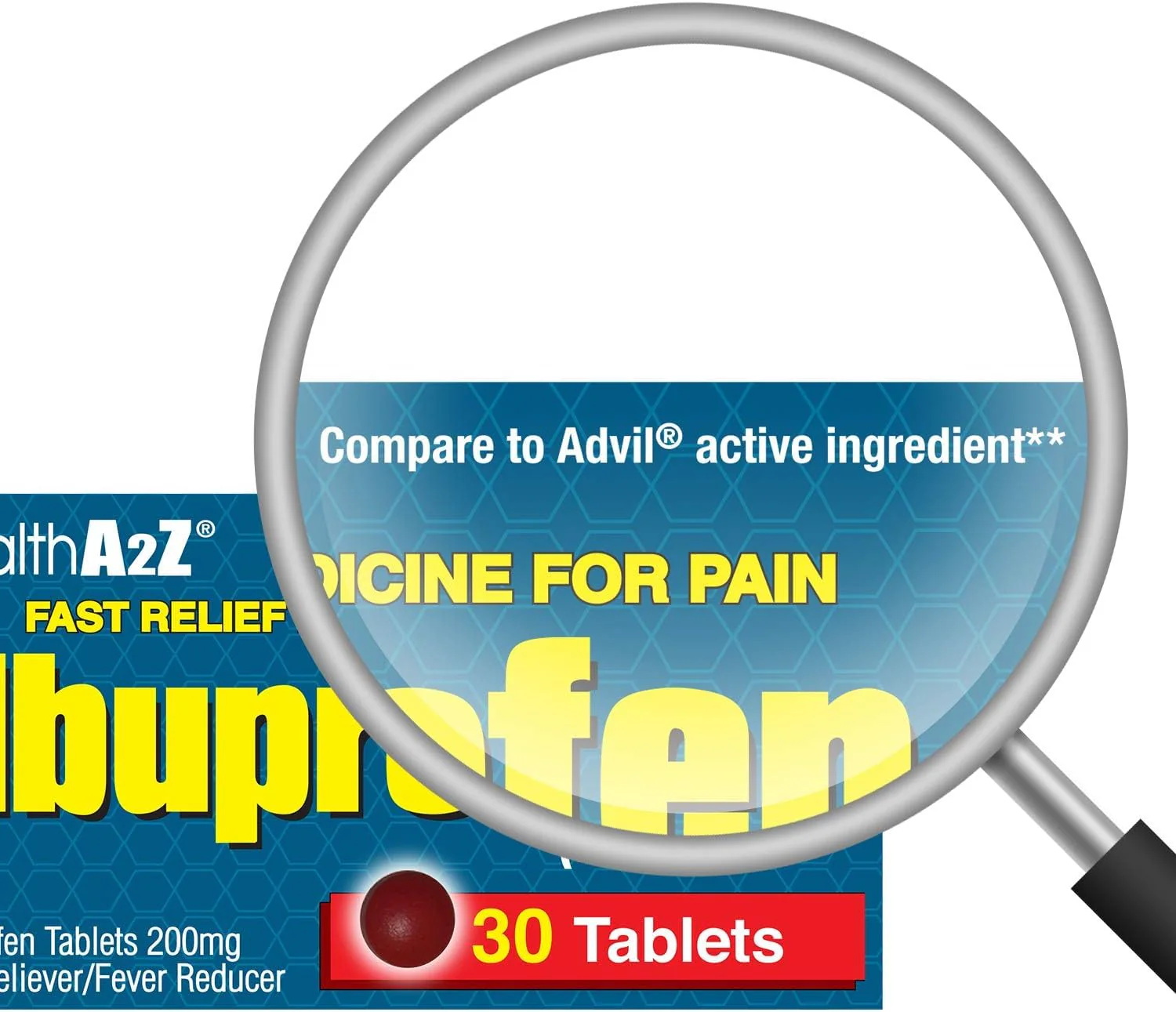 HealthA2Z® Ibuprofen 200mg | Pain Relief | Body Aches | Headache | Arthritis | Cramps | Back Pain | Fever Reducer… (30 Counts (Pack of 3)) - Image 2