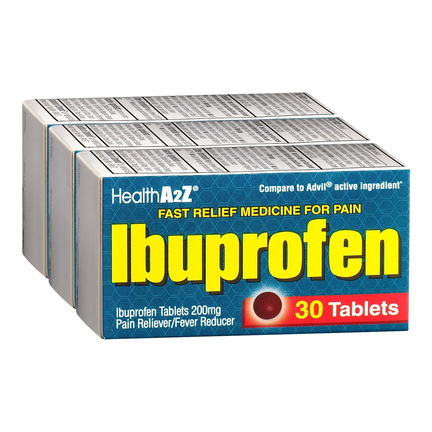 HealthA2Z® Ibuprofen 200mg | Pain Relief | Body Aches | Headache | Arthritis | Cramps | Back Pain | Fever Reducer… (30 Counts (Pack of 3)) - Image 3
