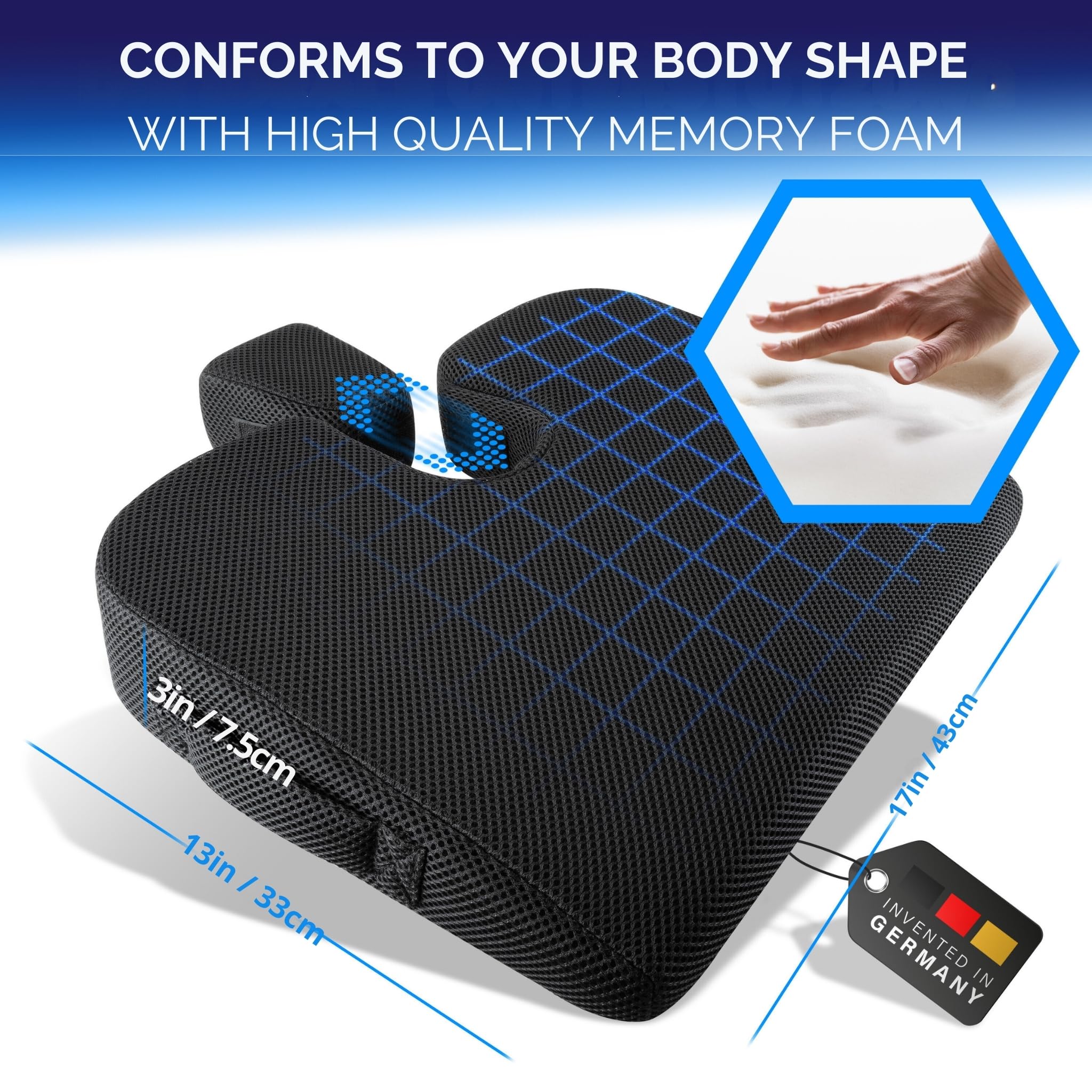 Healthfix® Wedge Seat Cushion for Improved Sitting Posture - Comfortable Ergonomic Wedge Cushion for Chair, Car & More | Orthopedic Seat Cushion with Optimal Memory Foam Firmness - Image 6
