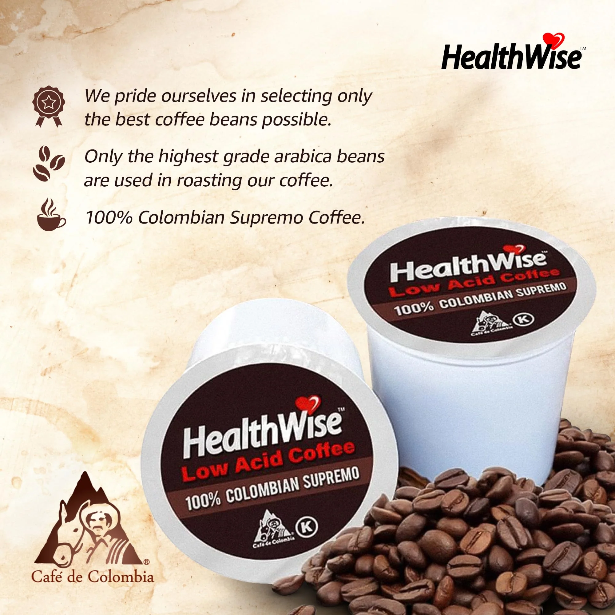 Healthwise Low Acid 100% Colombian Coffee K-Cups – Medium Roast, Healthier Coffee for Sensitive Stomach (Unflavored) – 36 Count (Pack of 3) - Image 5