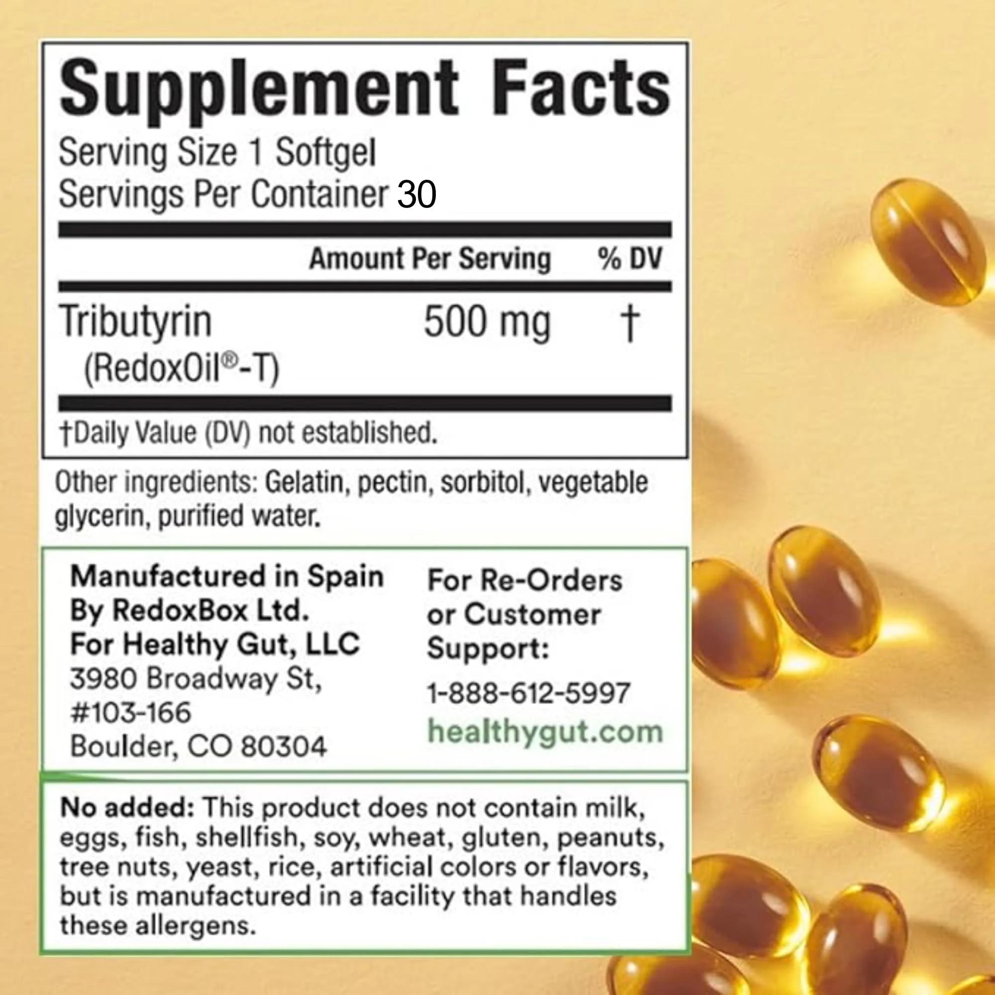 Healthy Gut Tributyrin-X | Most Bioavailable Butyrate Postbiotic for Gut Health & Leaky Gut Support | 99% Pure w/Zero Odor | 30 Softgels - Image 7