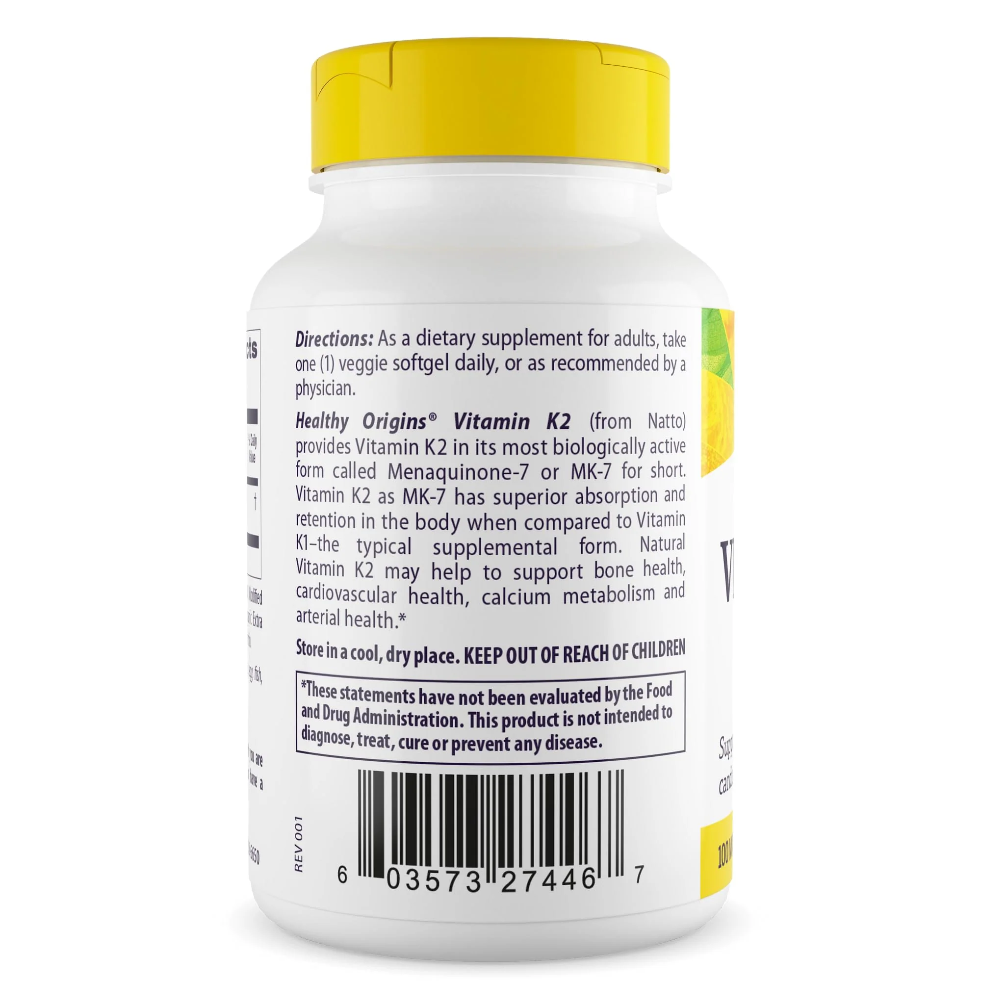 Healthy Origins Vitamin K2 100 mcg (MK-7, Non-GMO, Gluten Free, Cardiovascaular Support, Bone Support), 180 Veggie Gels - Image 7