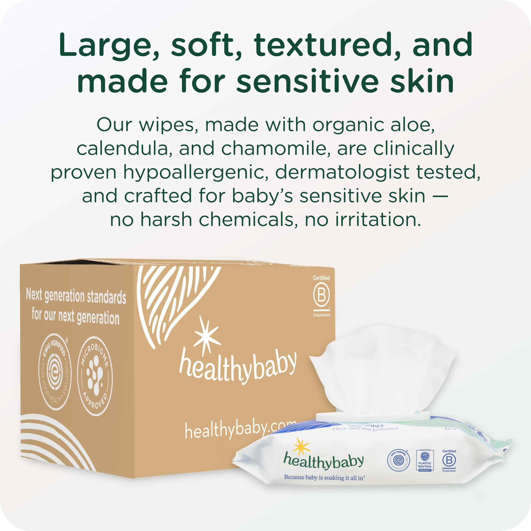 HealthyBaby Our Wet Wipes | EWG Verified Safe | 100% Water & Plant Based | Unscented & Safe for Sensitive Skin | Fragrance Free and Totally Chlorine Free (8 packs, 512 wipes) - Image 5