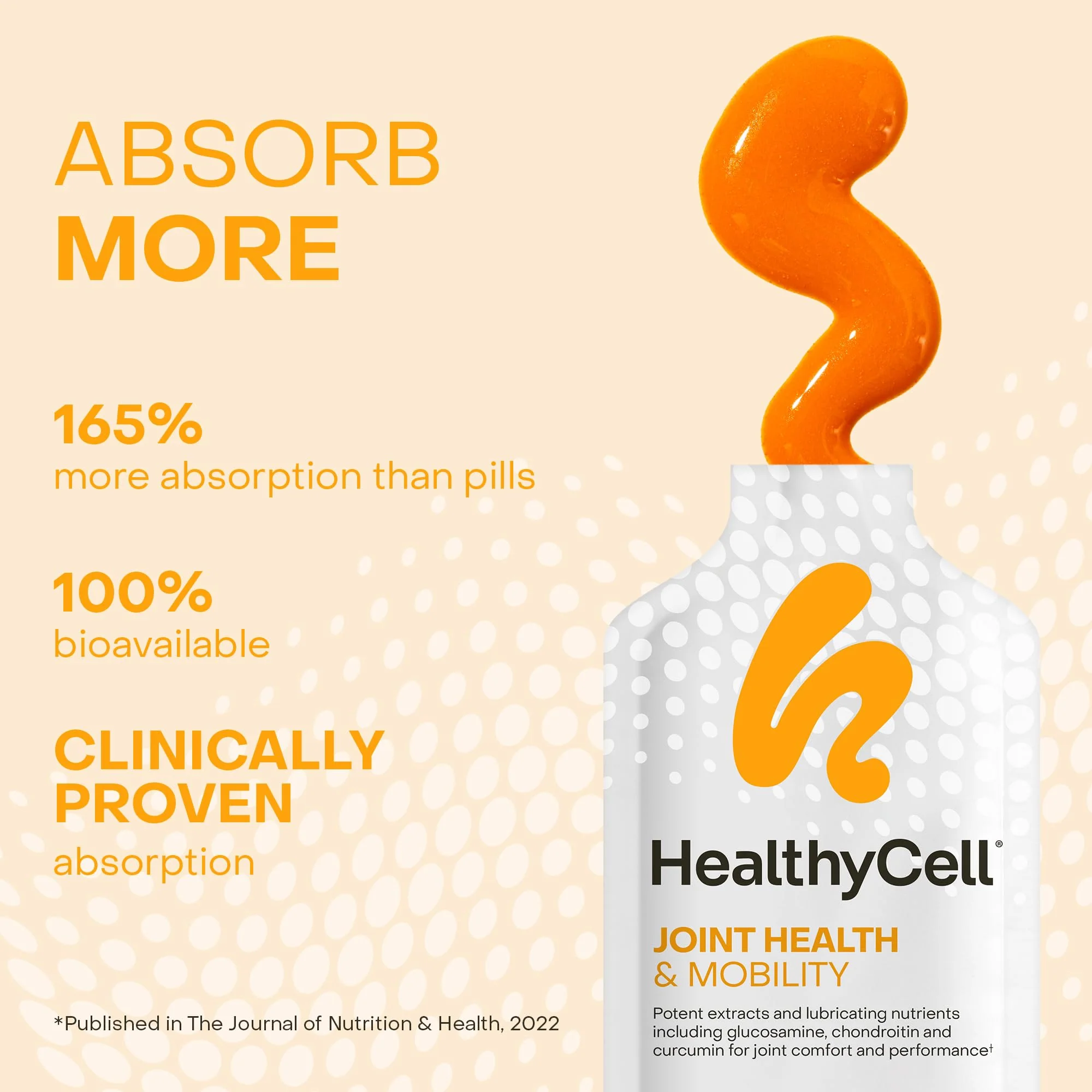 Healthycell Joint Health & Mobility Daily Liquid Supplement - Joint Support Supplement, Inflammation Response, Cartilage & Flexibility with Curcumin, Glucosamine & Chondroitin - 14 Gel Packs - Image 5