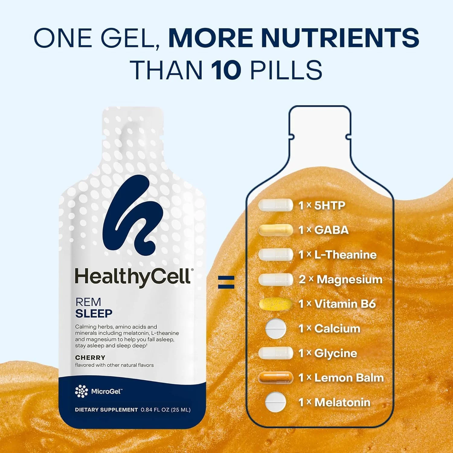 Healthycell REM Sleep - Liquid Gel Extra Strength Sleep Supplement for Adults - Melatonin, Magnesium, GABA, L-theanine Supplement - Maximum Absorption - 14 Gel Packs - Image 4