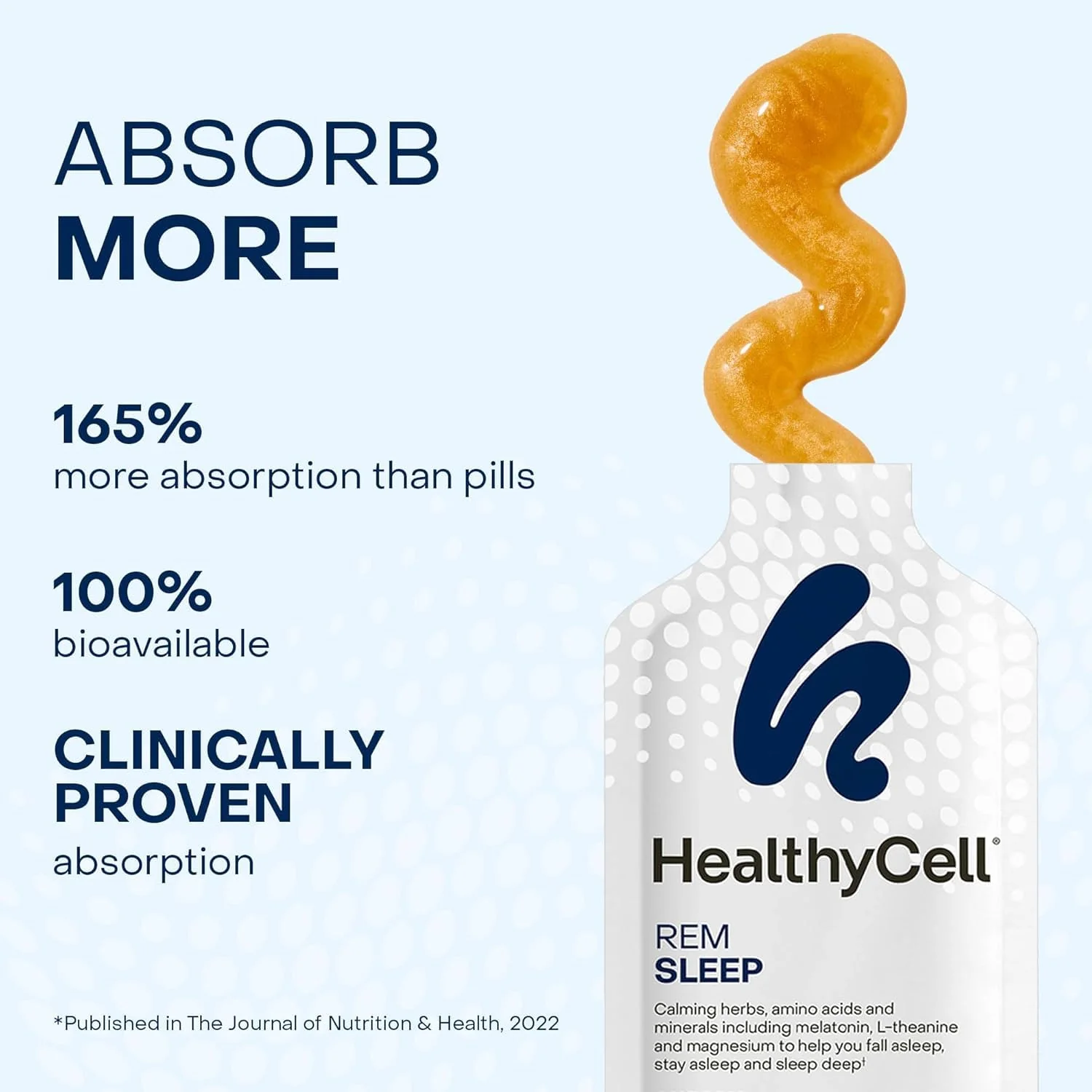 Healthycell REM Sleep - Liquid Gel Extra Strength Sleep Supplement for Adults - Melatonin, Magnesium, GABA, L-theanine Supplement - Maximum Absorption - 14 Gel Packs - Image 5