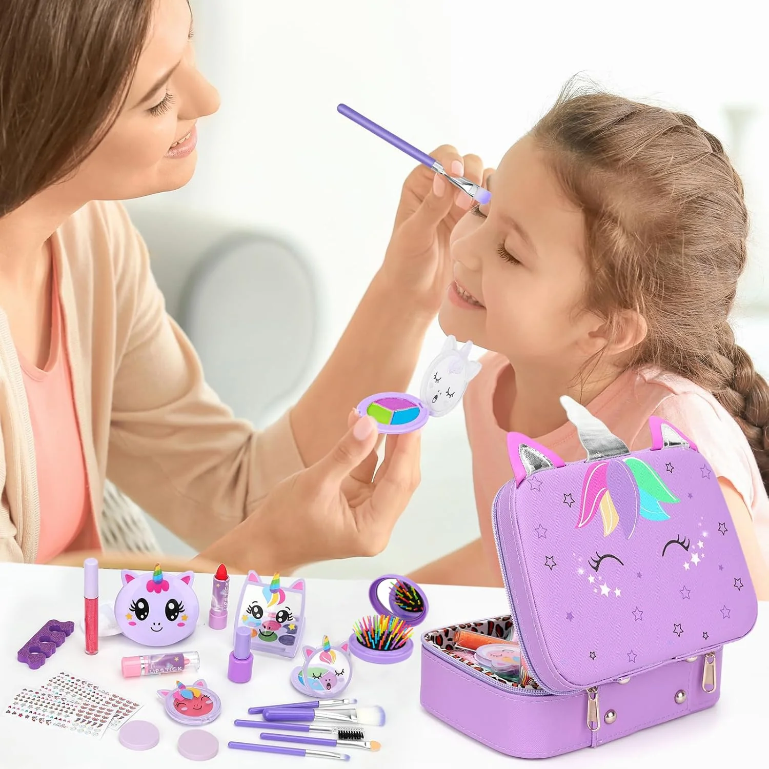 Heaning Kids Washable Makeup Girl Toys - Real Make up Set for Kid Children Princess Dress Up Pretend Play Christmas Birthday Gifts Toys for Girls 3 4 5 6 7 8 9 10 11 12 Year Old - Image 2