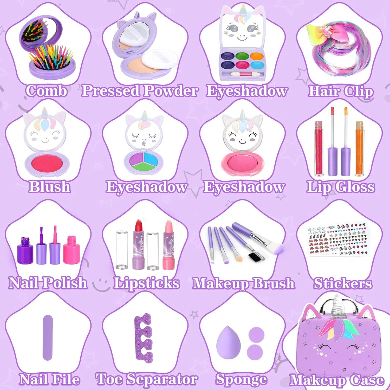Heaning Kids Washable Makeup Girl Toys - Real Make up Set for Kid Children Princess Dress Up Pretend Play Christmas Birthday Gifts Toys for Girls 3 4 5 6 7 8 9 10 11 12 Year Old - Image 4