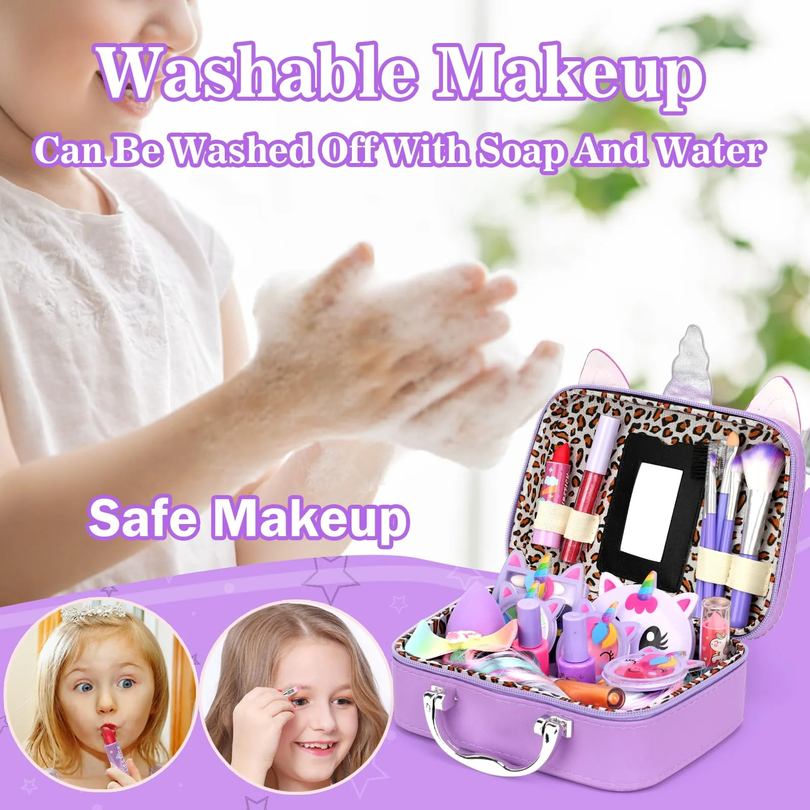Heaning Kids Washable Makeup Girl Toys - Real Make up Set for Kid Children Princess Dress Up Pretend Play Christmas Birthday Gifts Toys for Girls 3 4 5 6 7 8 9 10 11 12 Year Old - Image 5