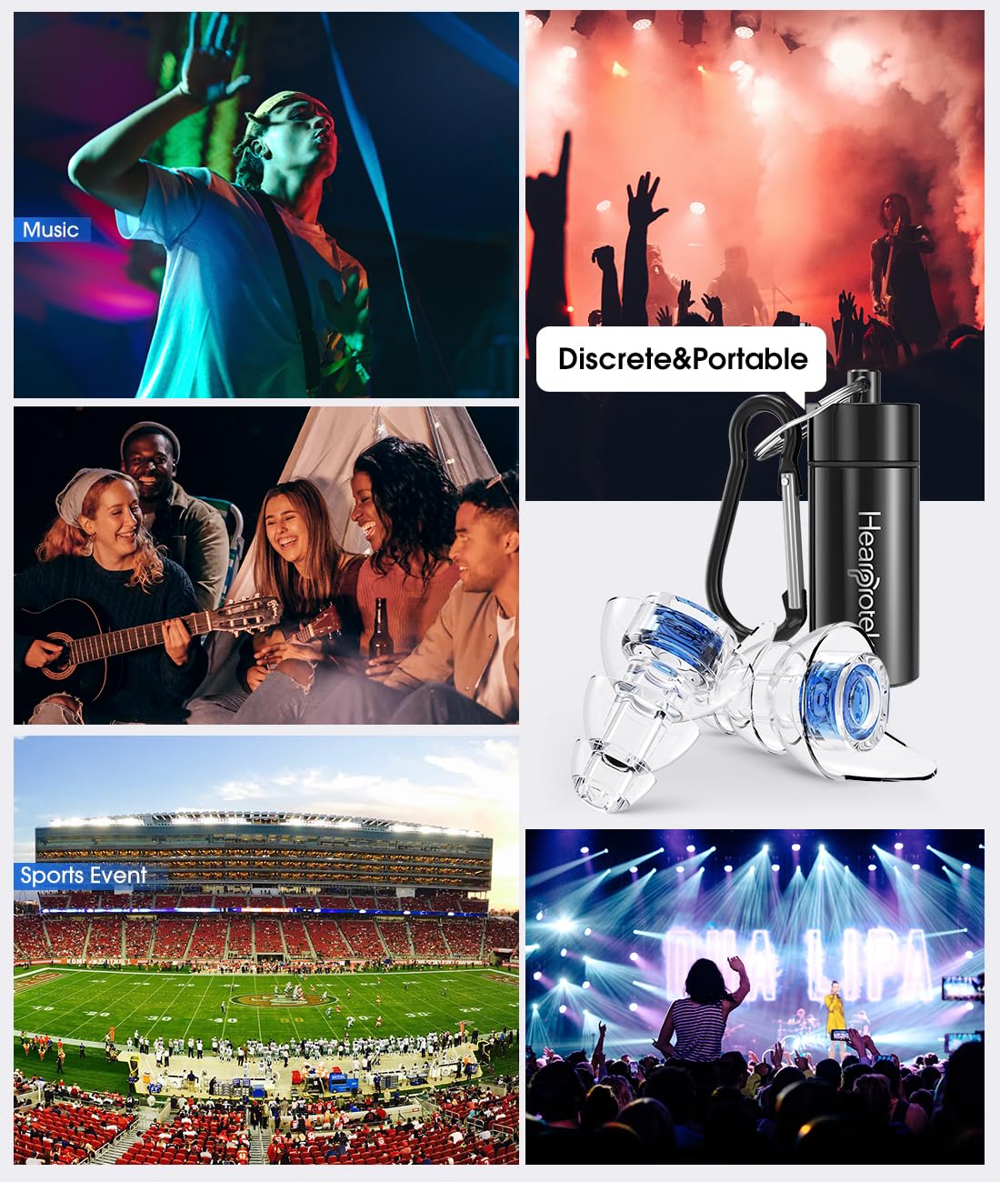 Hearprotek Concert Ear Plugs, 2Pairs Reusable high Fidelity Musician Ear Plugs for Concerts Loud Music-Noise Reduction Ear Protection earplugs for Rave,Festival,Music,Tinnitus Relief - Image 6