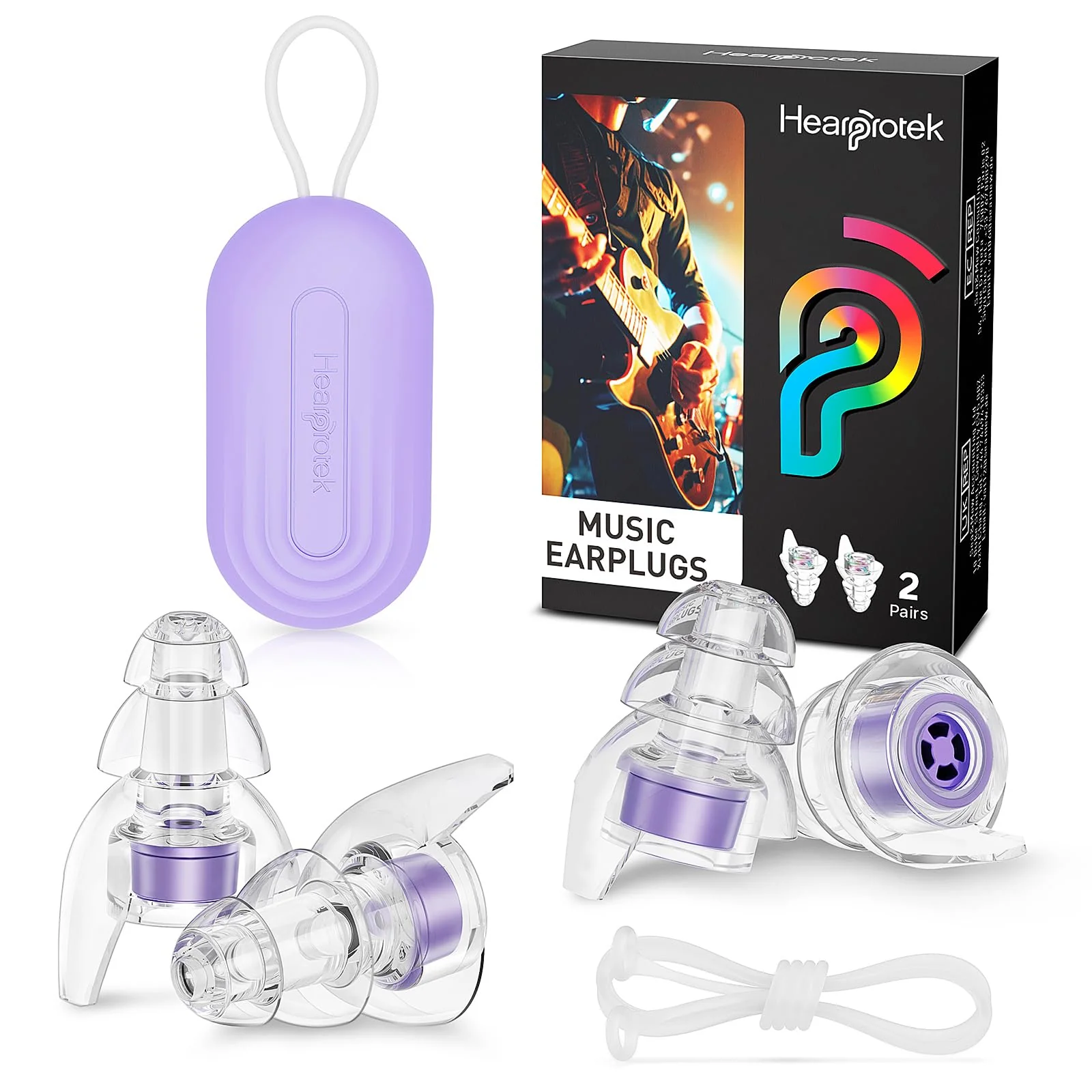 Hearprotek Concert Ear Plugs, 2Pairs Reusable high Fidelity Musician Ear Plugs for Concerts Loud Music-Noise Reduction Ear Protection earplugs for Rave,Festival,Music,Tinnitus Relief - Image 2