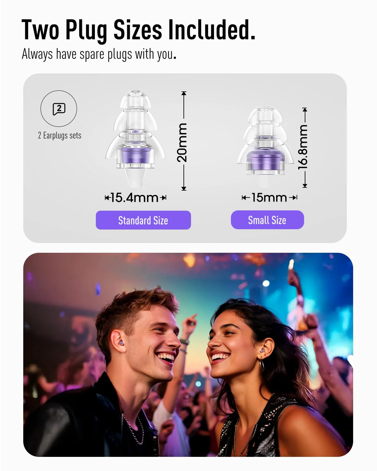 Hearprotek Concert Ear Plugs, 2Pairs Reusable high Fidelity Musician Ear Plugs for Concerts Loud Music-Noise Reduction Ear Protection earplugs for Rave,Festival,Music,Tinnitus Relief - Image 7