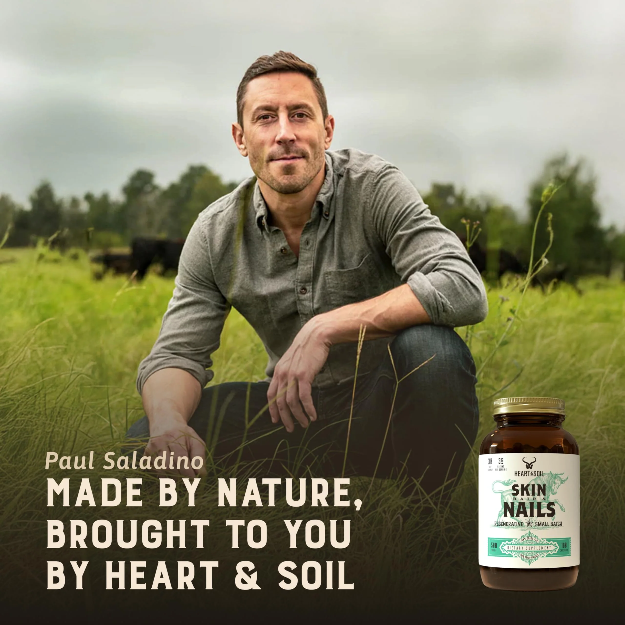 Heart & Soil – 100% Grass Fed & Finished Hair Skin and Nails Supplement from Regenerative Cattle with Cartilage, Liver, & Bone Marrow – 3000mg Beef Organs for Women & Men – Glass Bottle – 180 Capsules - Image 7