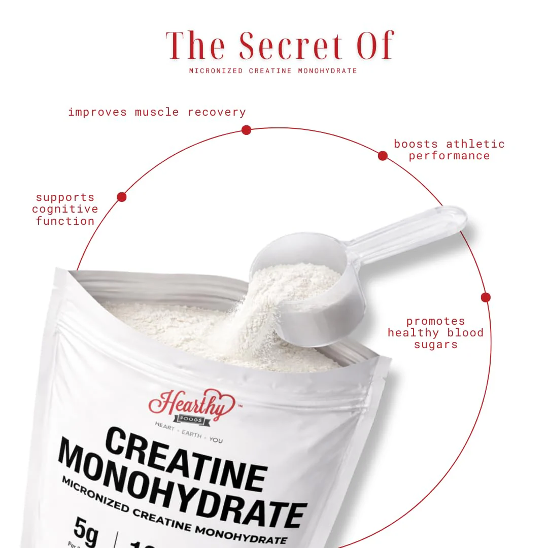 HEARTHY FOODS Creatine Monohydrate Micronized Powder 500G - 100 Servings, 5000mg Per Serving (5g) - for Men & Women Muscle Growth & Recovery - UNFLAVORED - Image 6