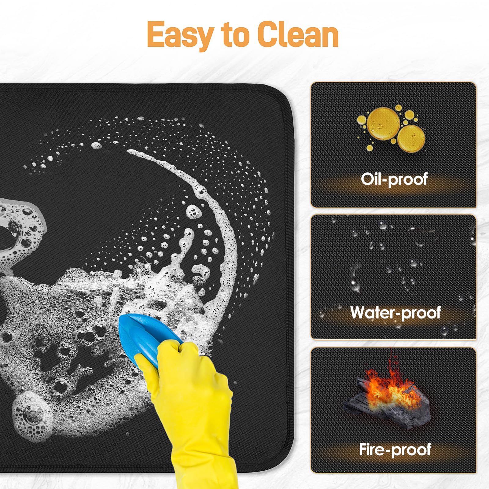 Heat Resistant Mats for Countertop - Fireproof 15x18 in Heat Resistant Mats for Air Fryer - Hot Pad Air Fryer Mat Compatible with Ninja,COSORI,Cuisinart for Coffee Maker, Toaster, Oven 2PCS - Black - Image 4