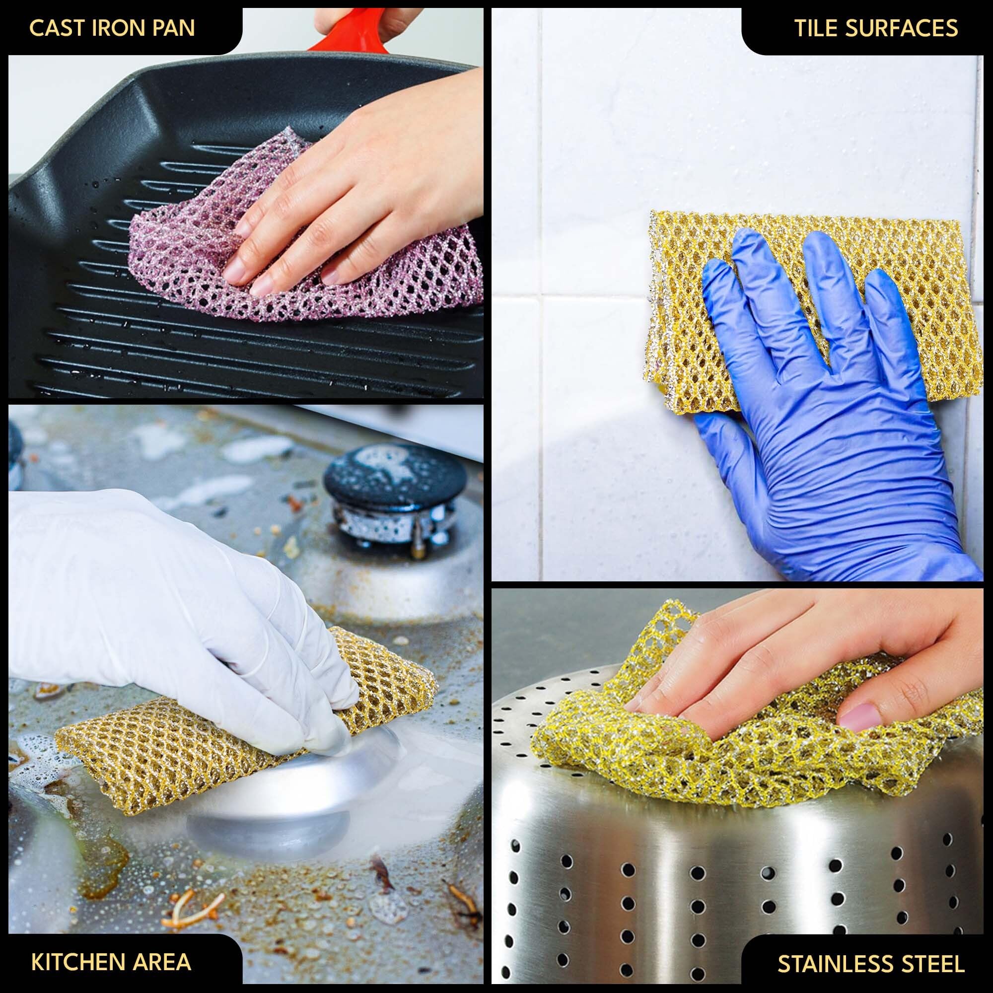 Heavy Duty Dish Scrubbers - Non Scratch Scouring Pads - Odorless and Long Lasting - Replace Sponges for Dish Washing, Scrubbing & Scouring - Kitchen, Floor and Bathroom Usage - Made in Korea (24 Pcs) - Image 6