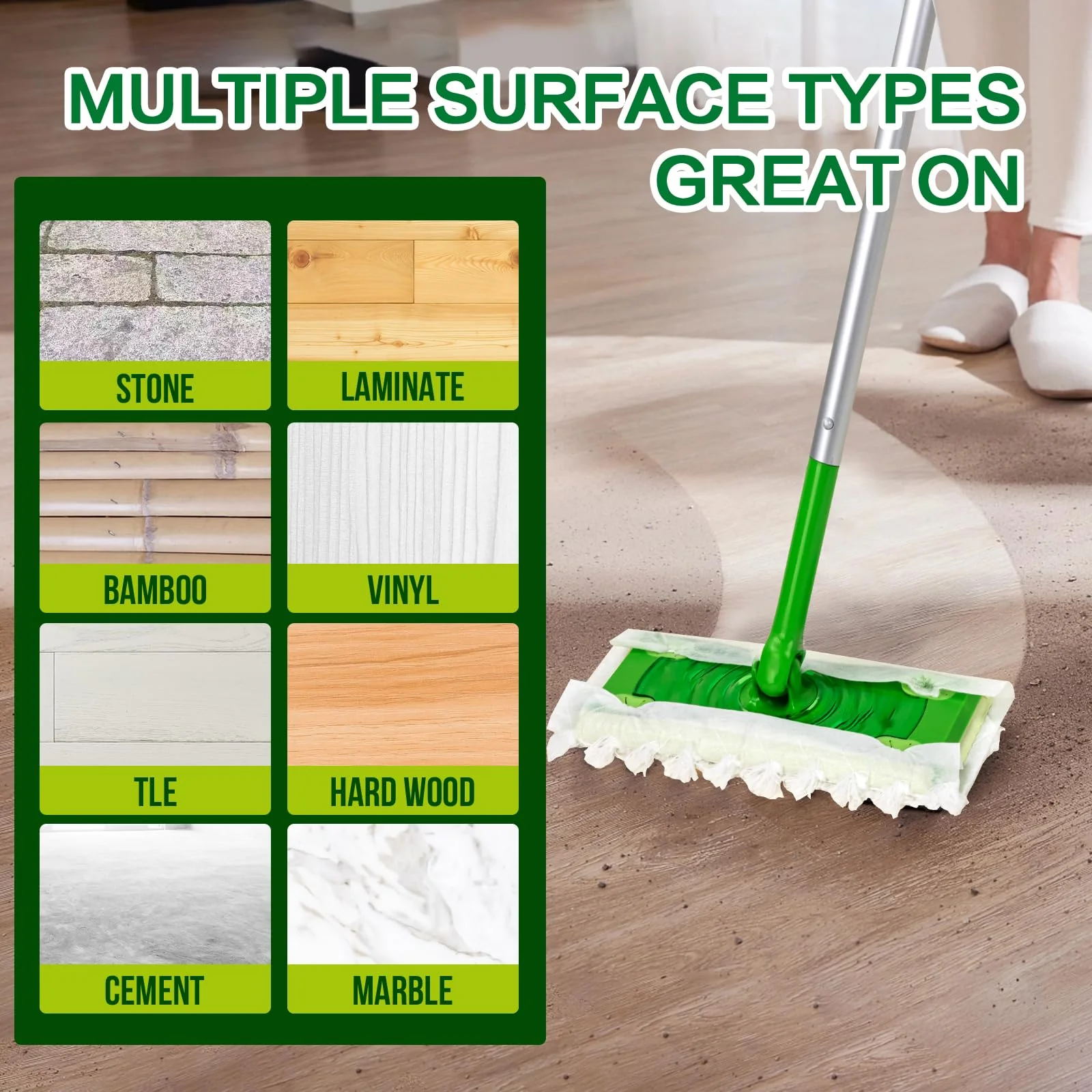 Heavy Duty Dry Sweeping Cloths Compatible with Sweeper Mop, Microfiber Duster Mop Pads Refills for Cleaning Hardwood Floor Dust and Pet Hair, Disposable (100) - Image 2
