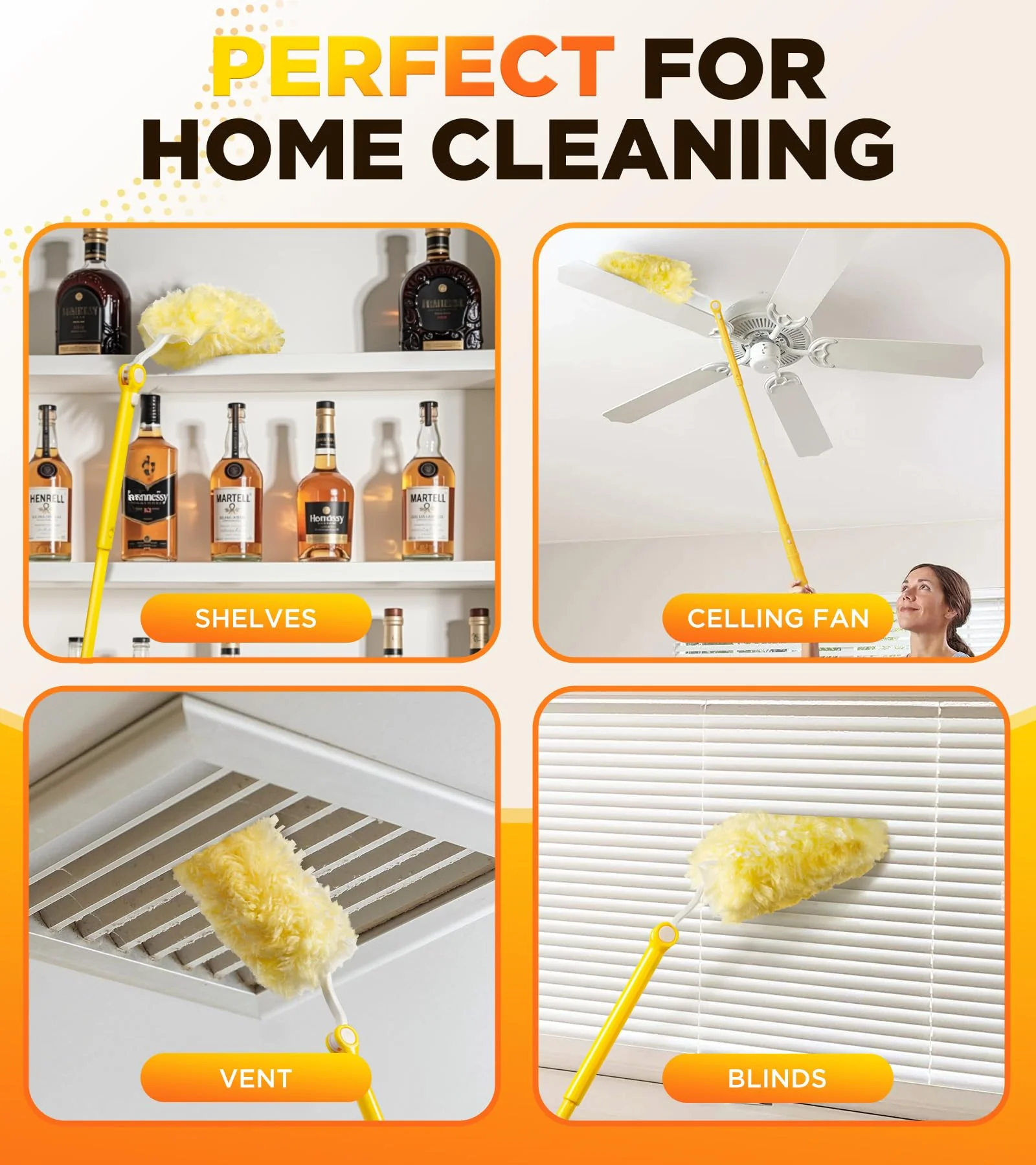 Heavy Duty Duster Refill Kit for Swiffer Duster with 3 ft Extension Pole & 20 Count Refills, 4X Microfibers Multisurface Dusters for Cleaning Home, Celling Fan, Blinds, Vent & Shelves - Image 2